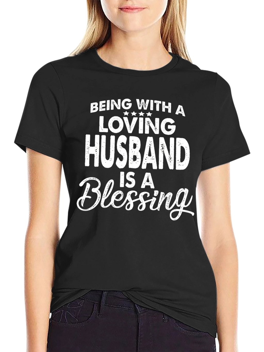 Loving Husband Blessing Black Graphic Tee