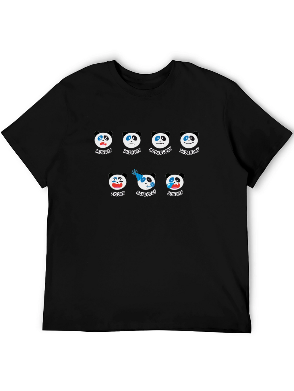 Mood Panda Days of the Week Black T-Shirt