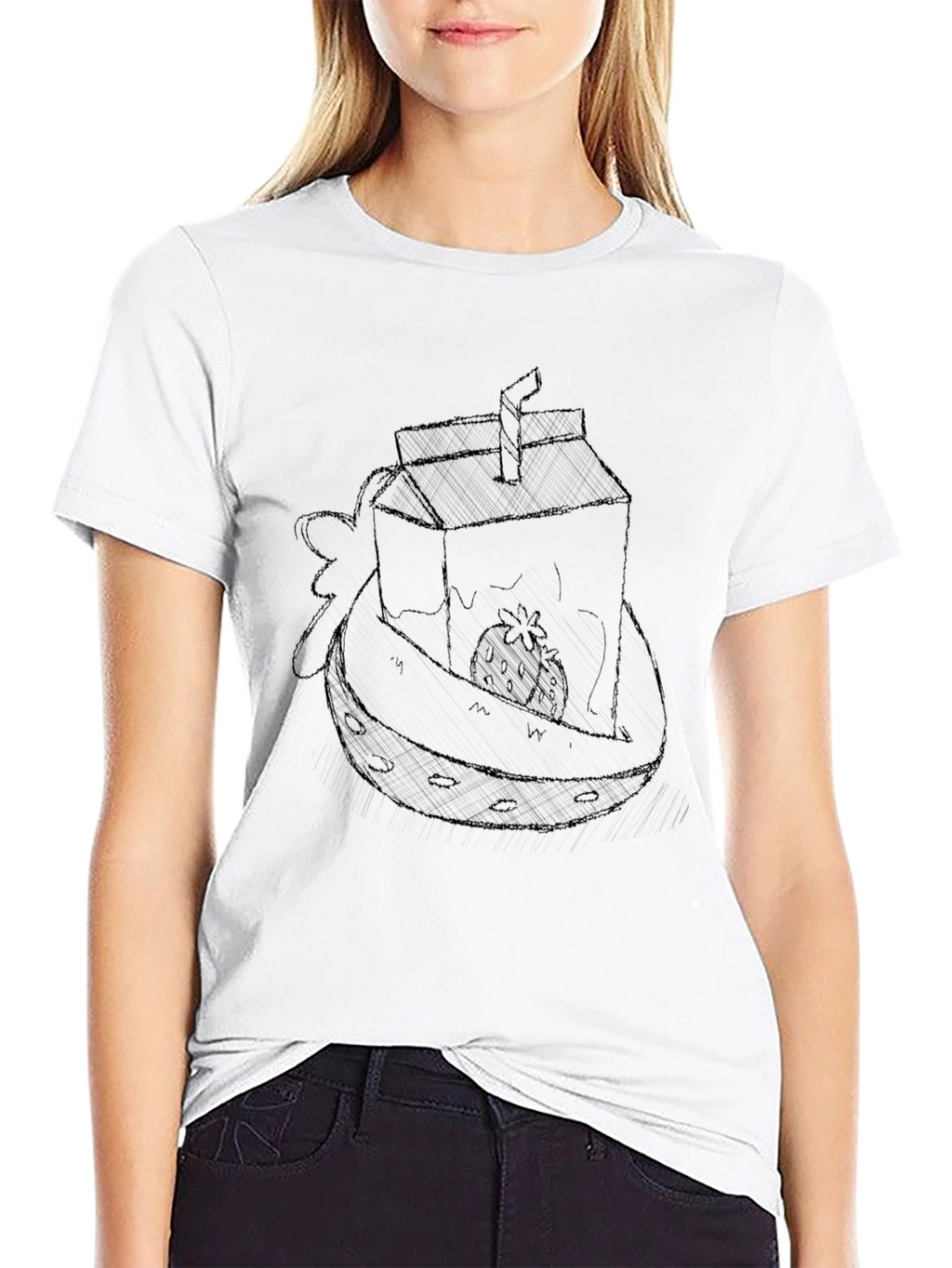 Strawberry Juice Box Graphic Tee - Black