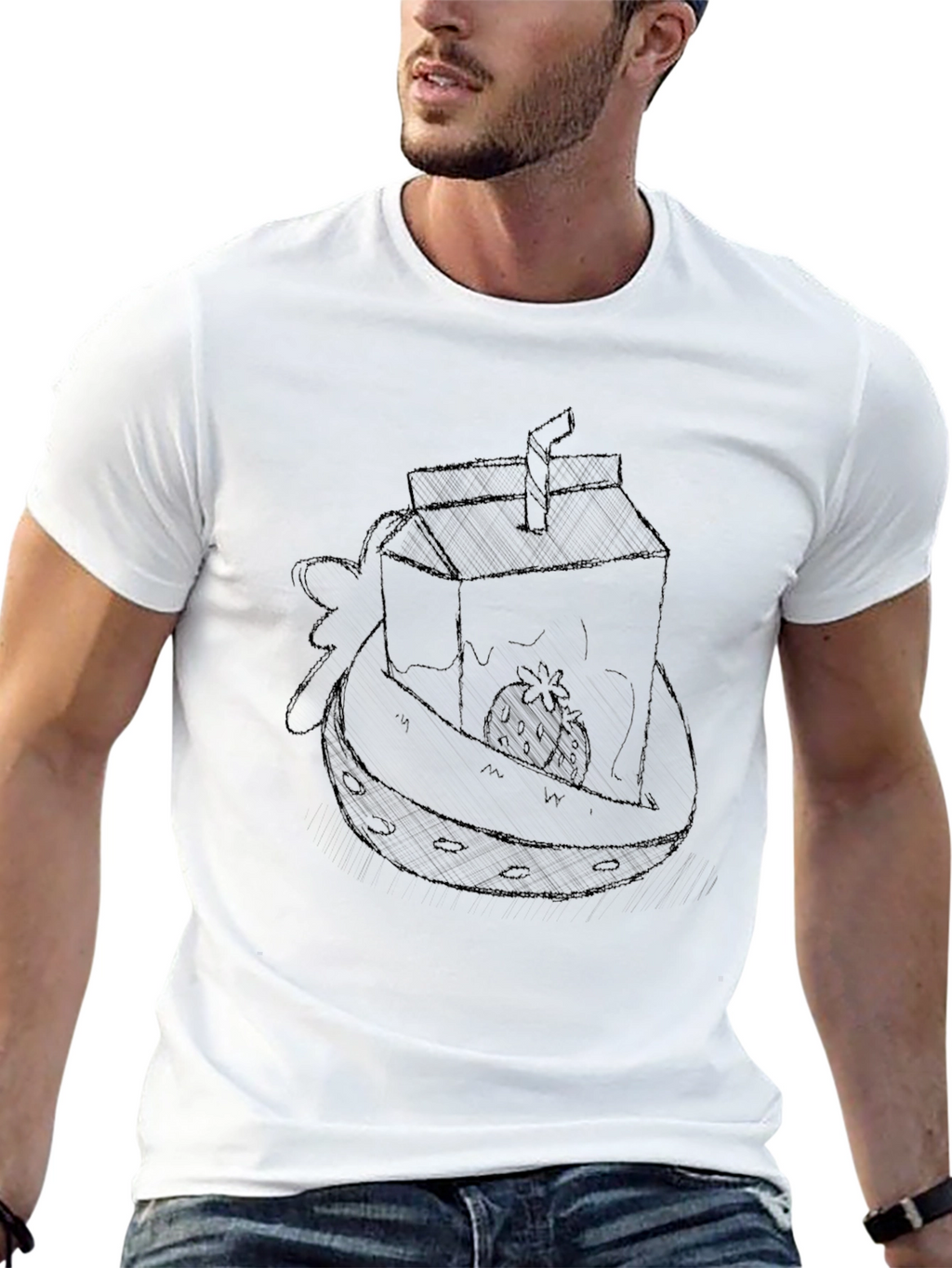Strawberry Juice Box Graphic Tee - Black