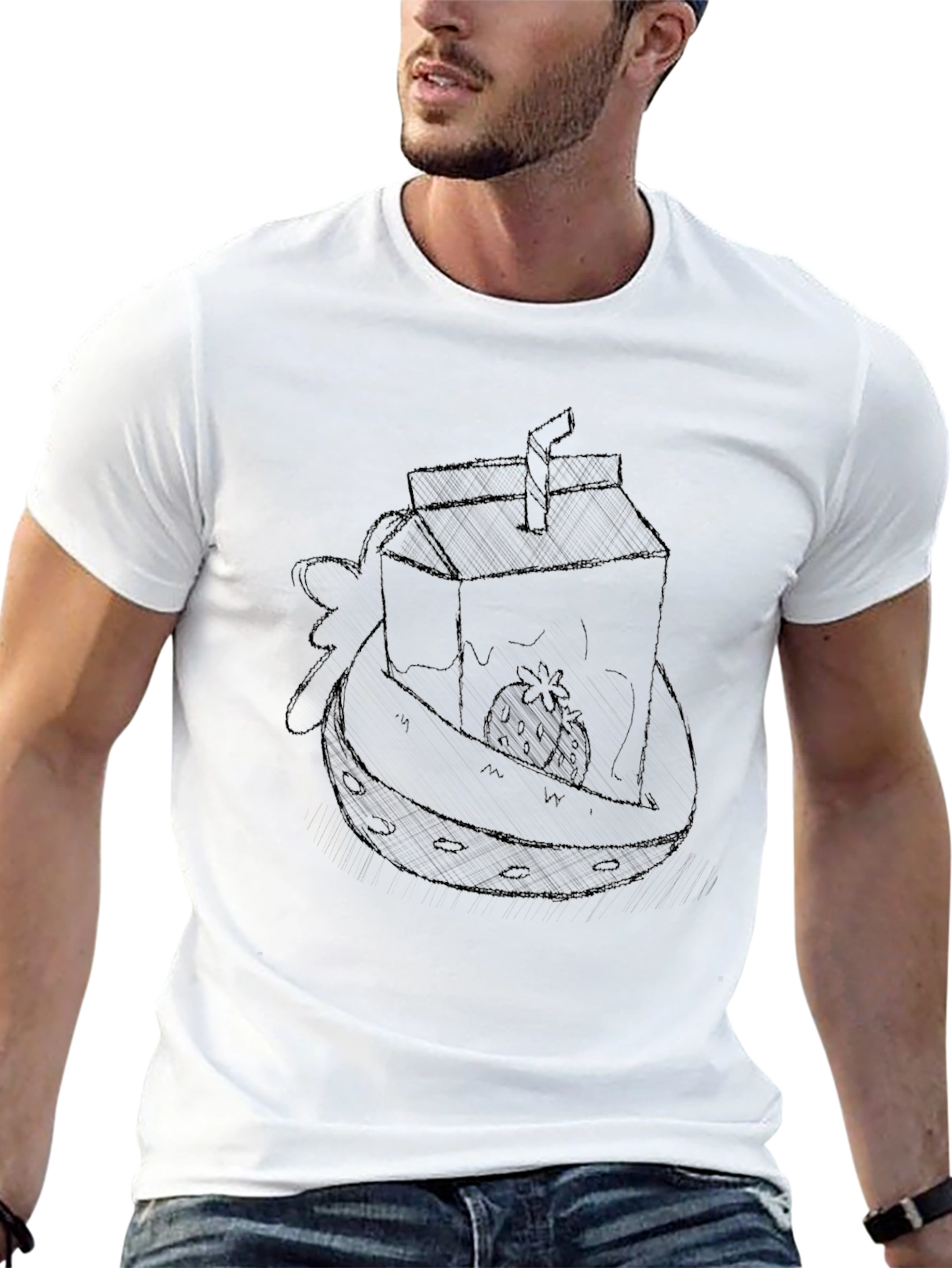 Strawberry Juice Box Graphic Tee - Black