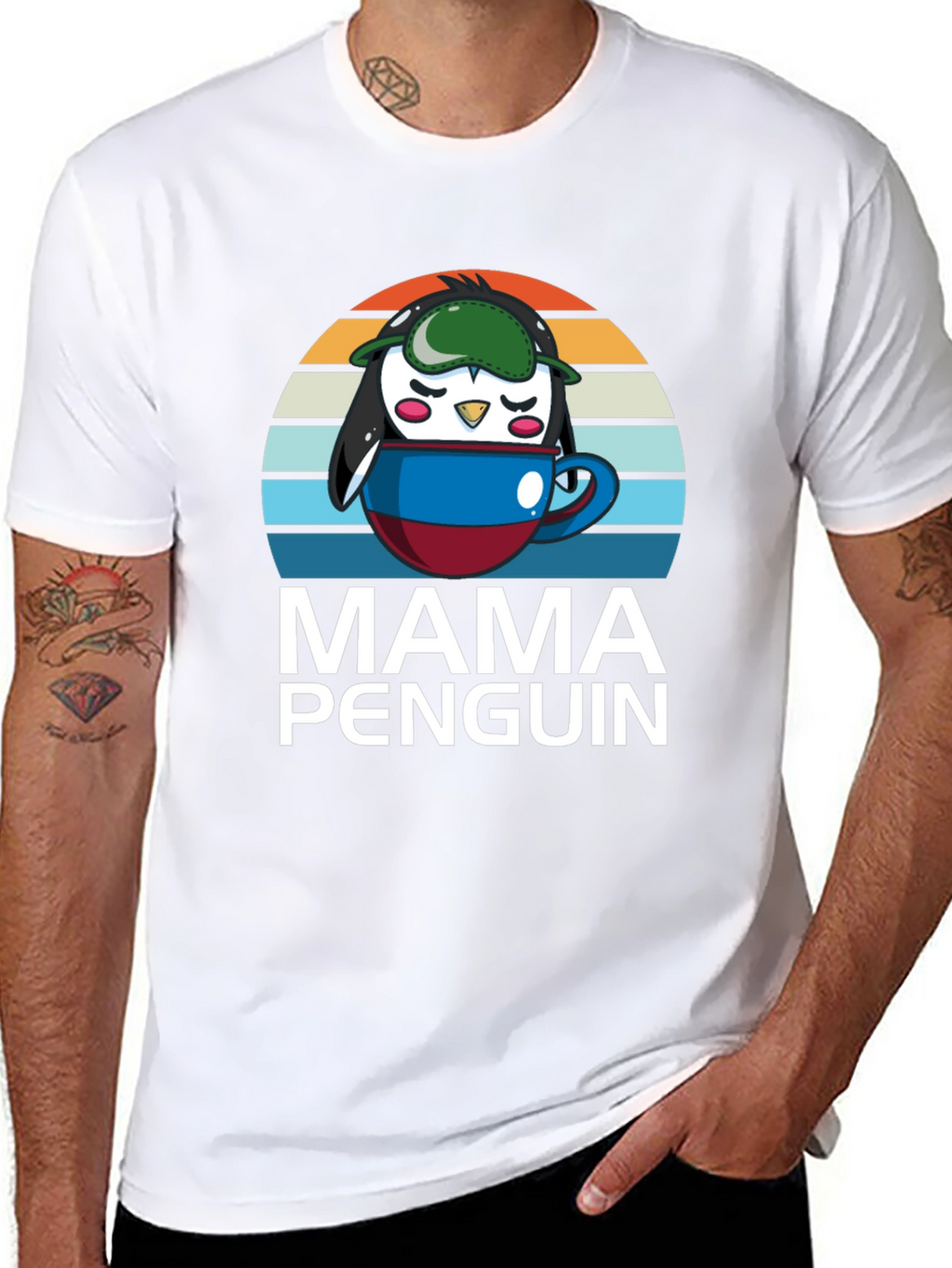 Mama Penguin Coffee Cup T-Shirt