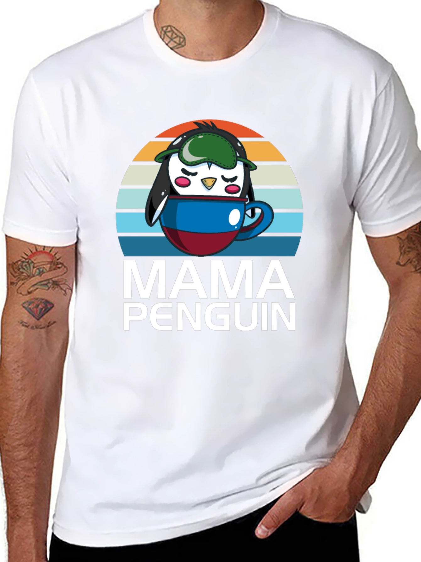 Mama Penguin Coffee Cup T-Shirt