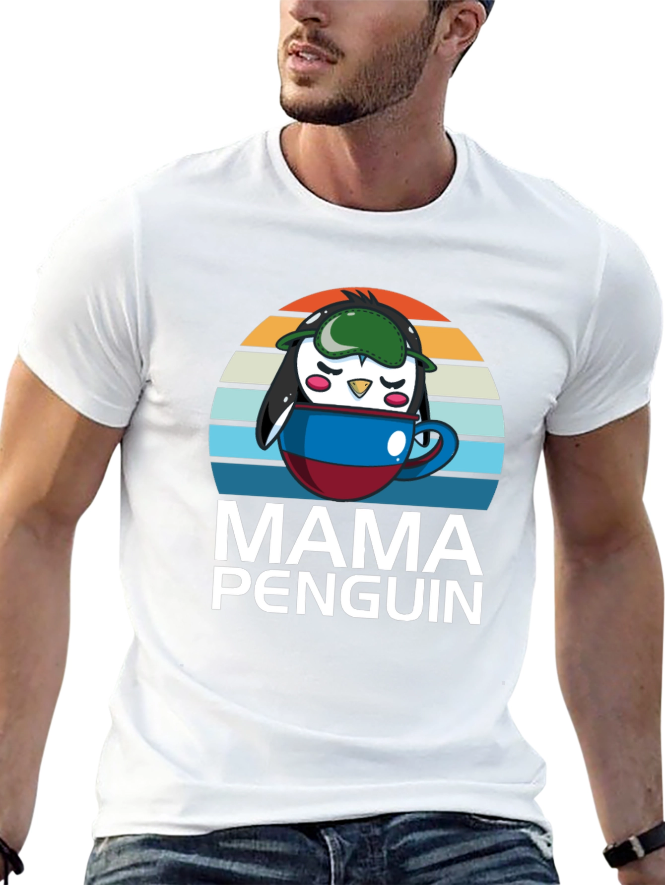 Mama Penguin Coffee Cup T-Shirt