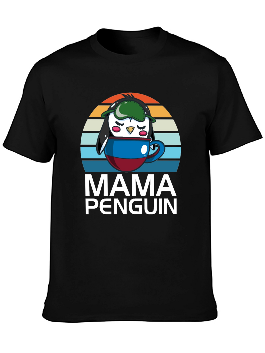 Mama Penguin Coffee Cup T-Shirt