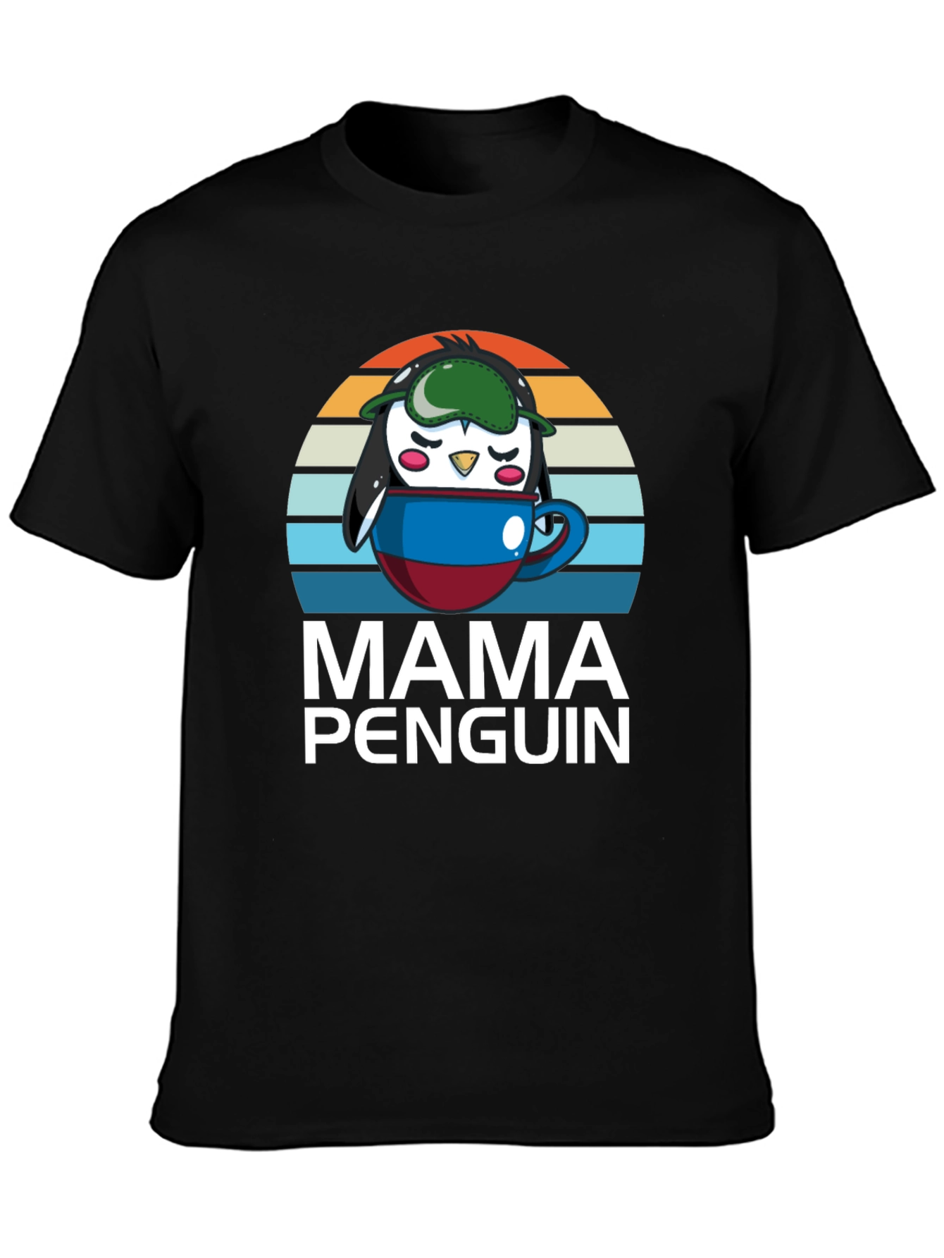 Mama Penguin Coffee Cup T-Shirt
