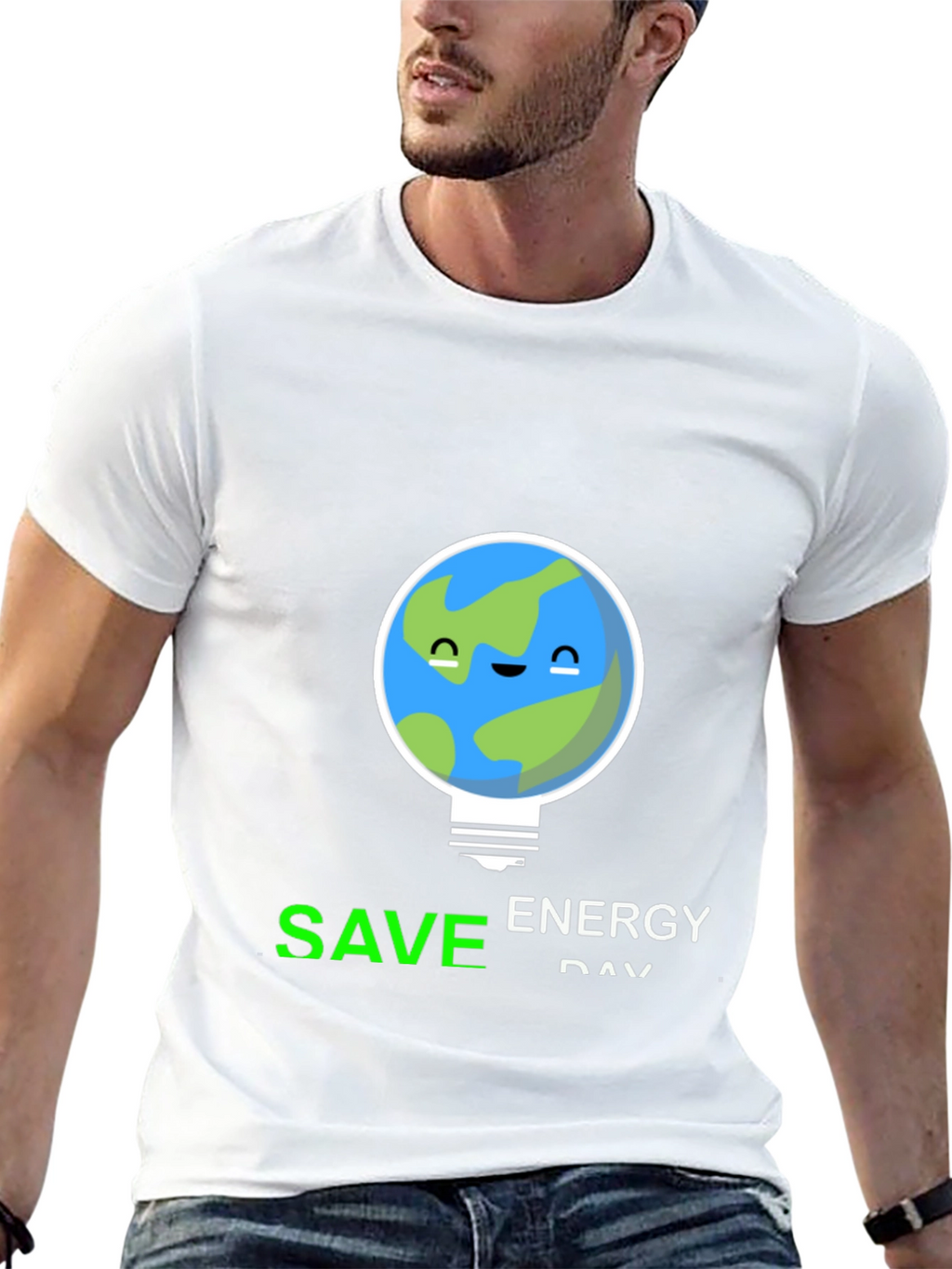 Save Energy Day Earth Graphic Tee - Black