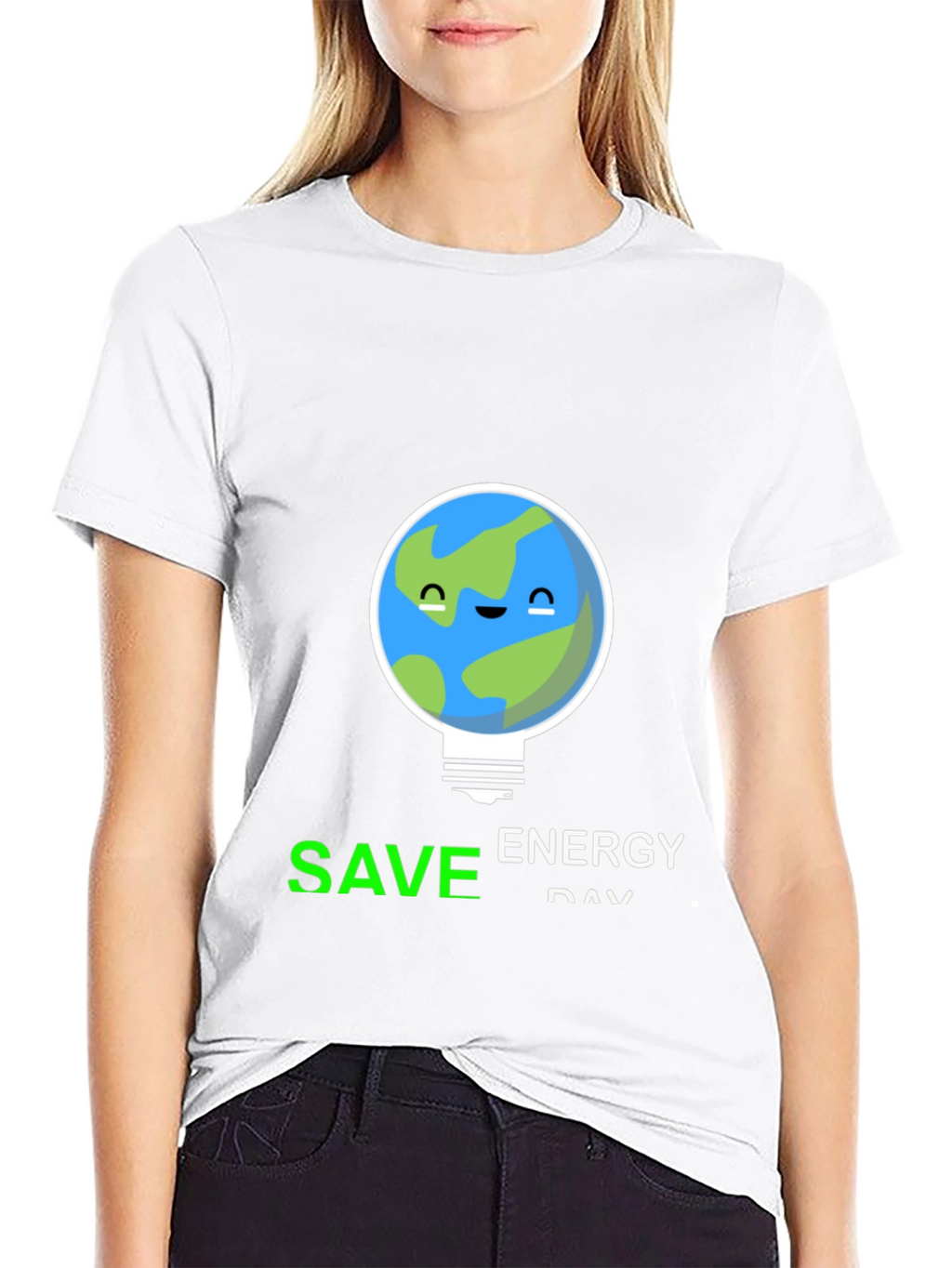 Save Energy Day Earth Graphic Tee - Black