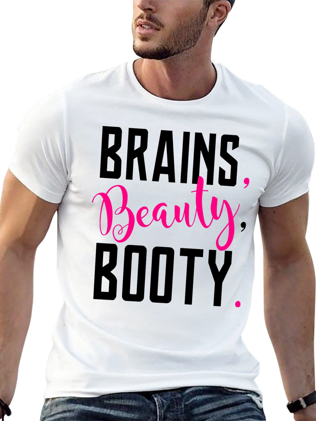 Brains Beauty Booty Tee - Black Graphic T-Shirt