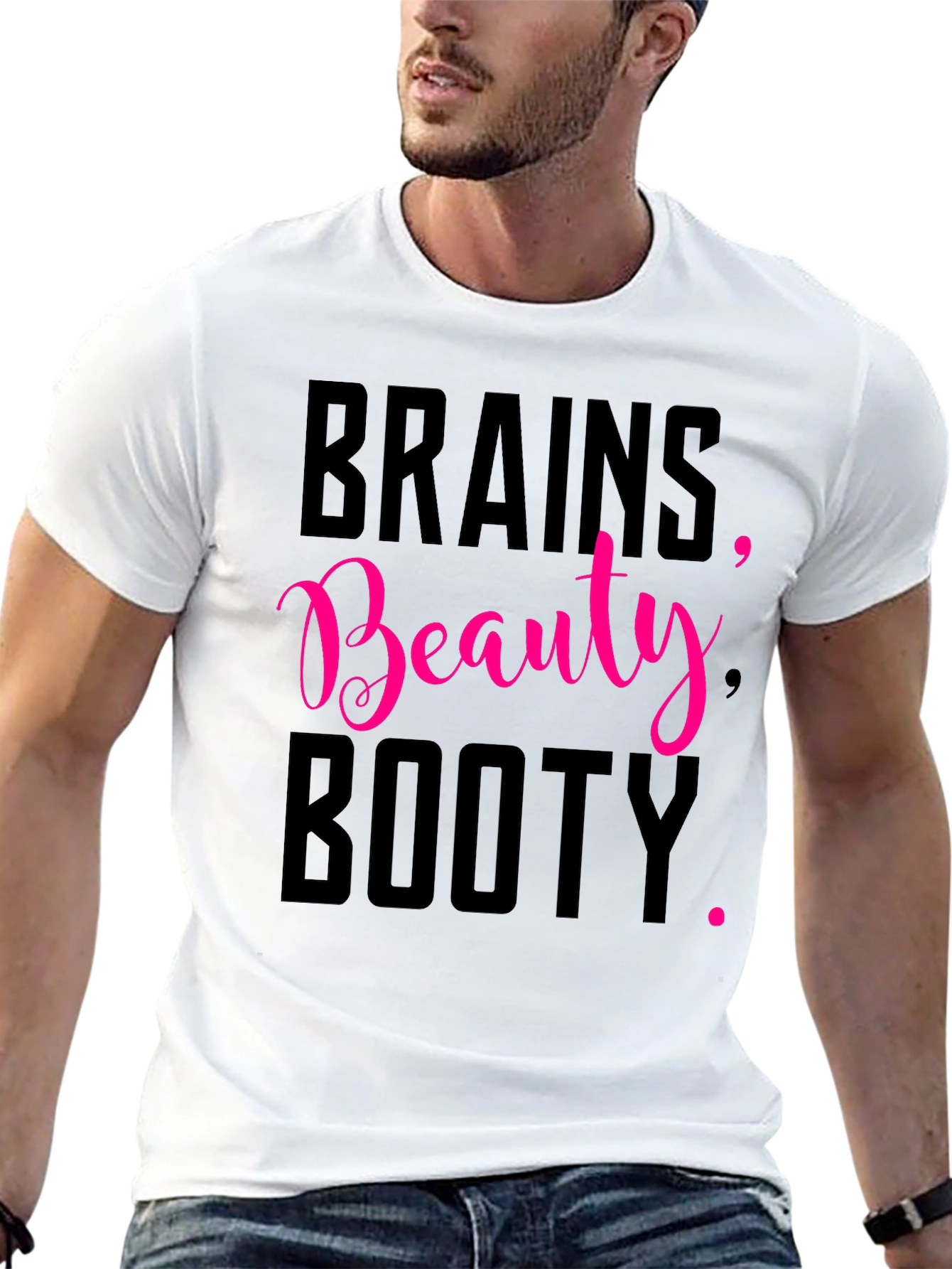 Brains Beauty Booty Tee - Black Graphic T-Shirt