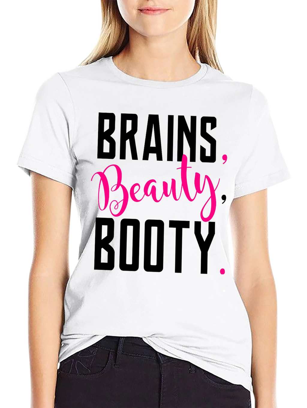 Brains Beauty Booty Tee - Black Graphic T-Shirt