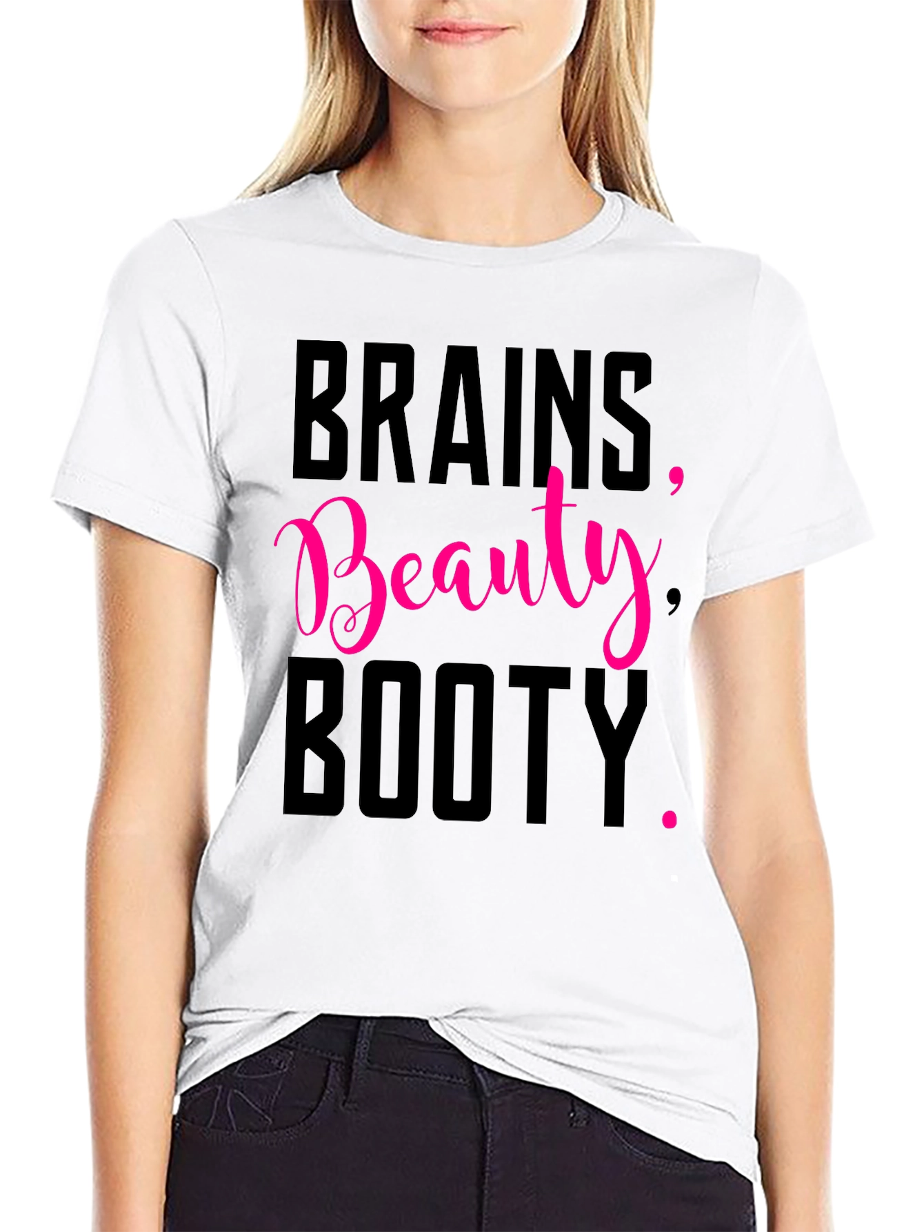 Brains Beauty Booty Tee - Black Graphic T-Shirt