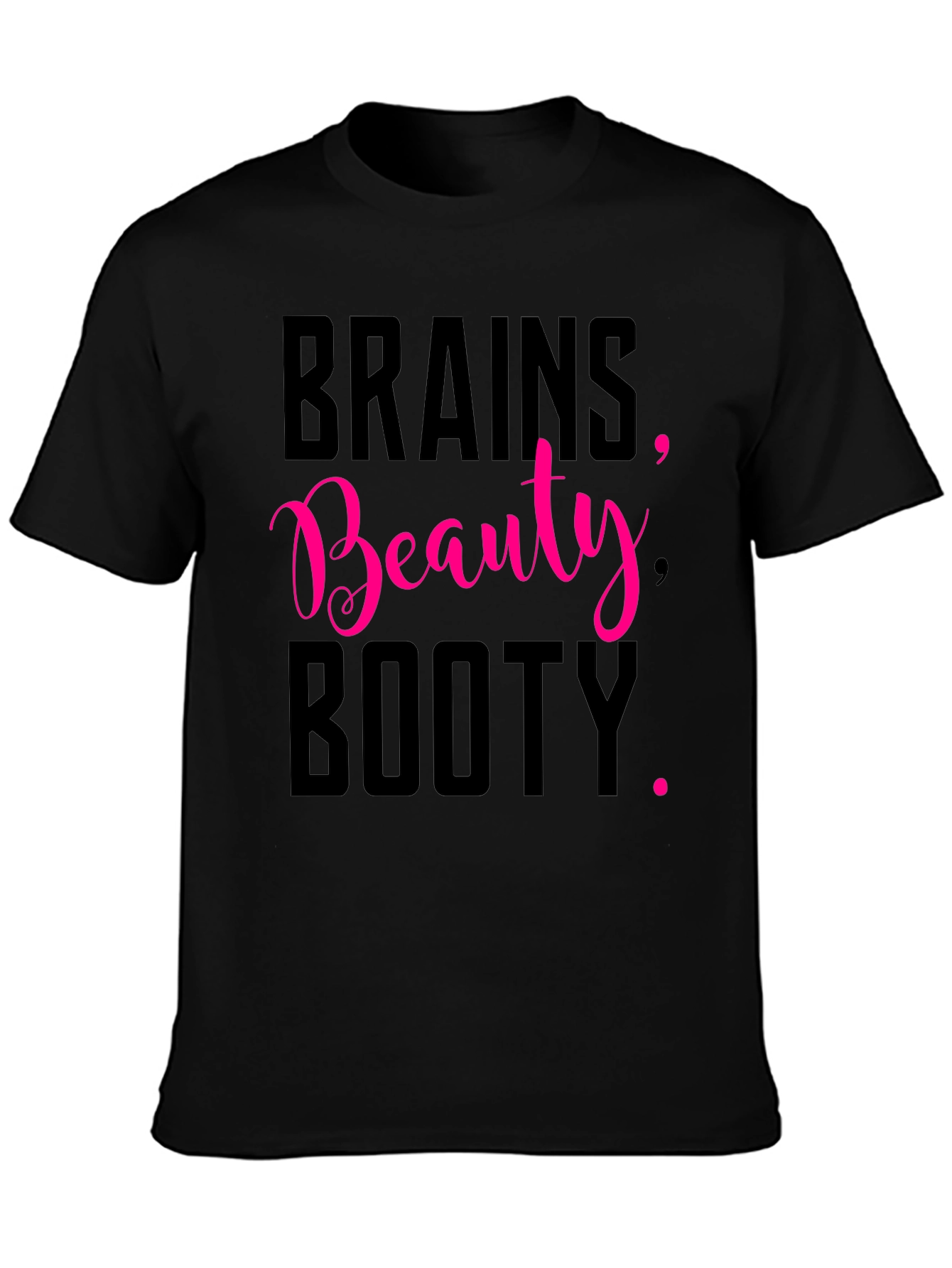 Brains Beauty Booty Tee - Black Graphic T-Shirt