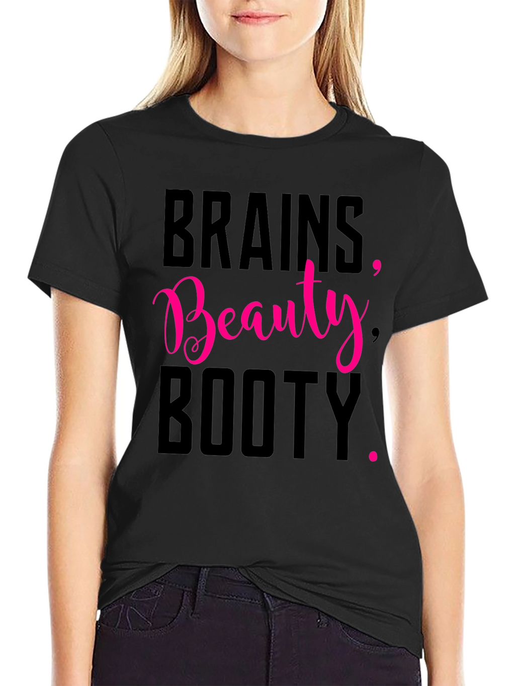 Brains Beauty Booty Tee - Black Graphic T-Shirt
