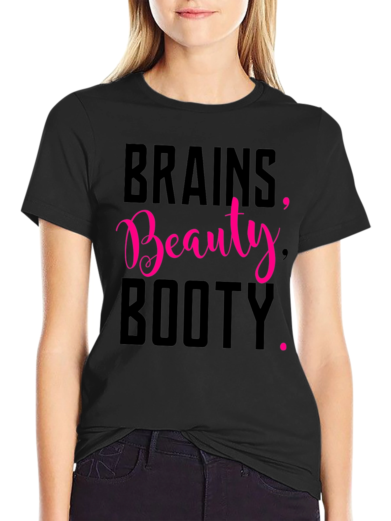 Brains Beauty Booty Tee - Black Graphic T-Shirt