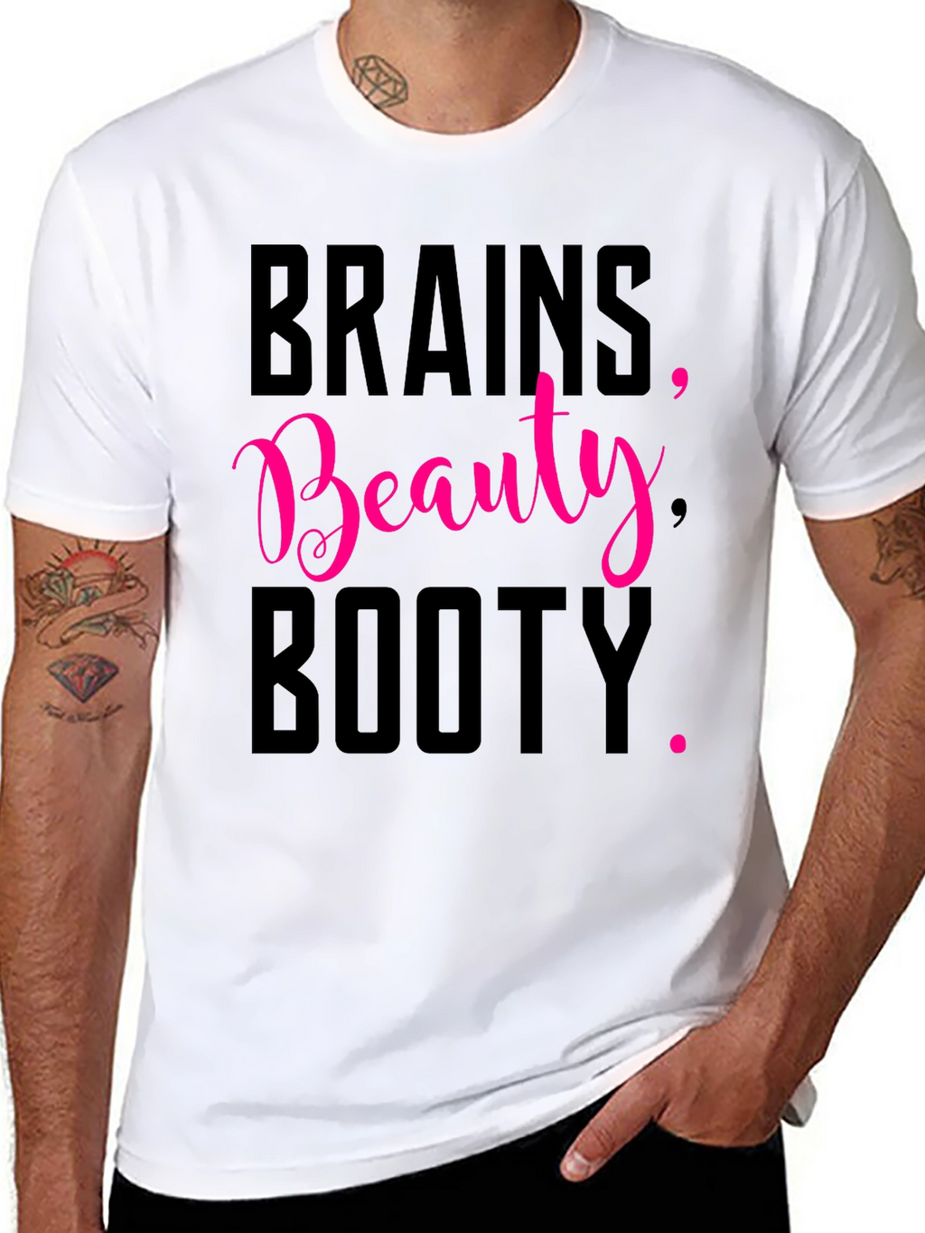 Brains Beauty Booty Tee - Black Graphic T-Shirt