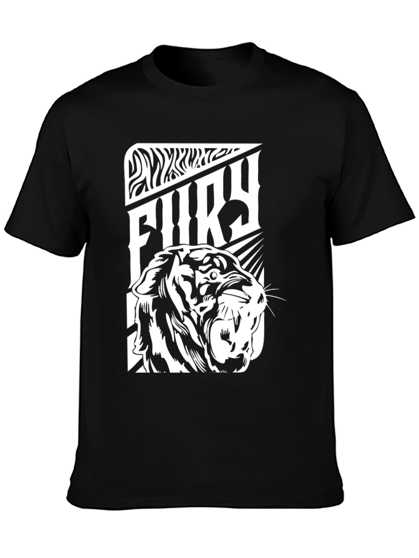 Fury Tiger Graphic Print Black T-Shirt