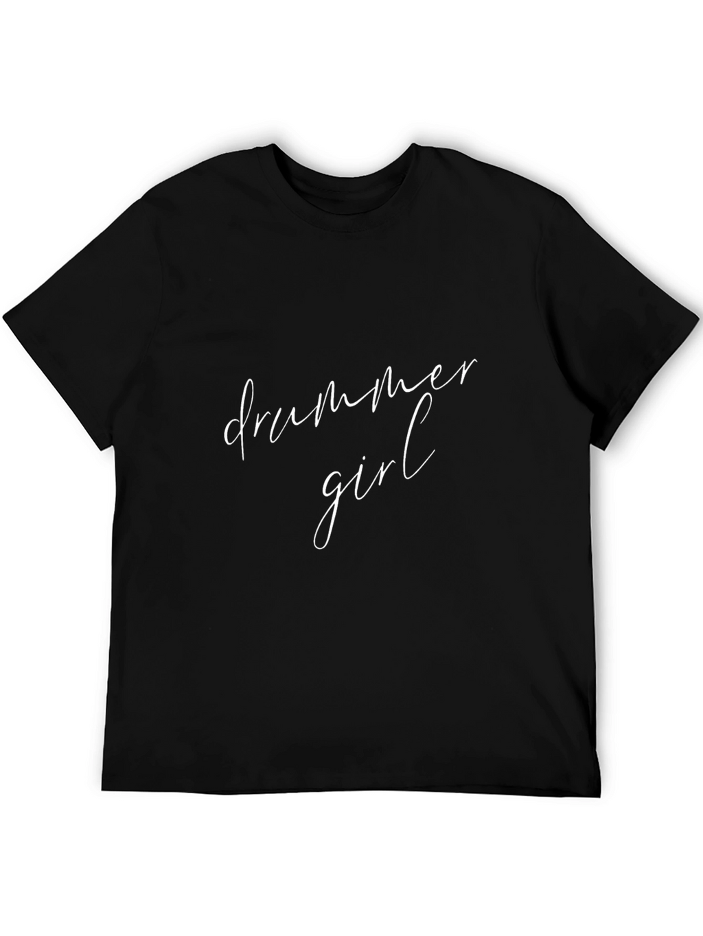 Drummer Girl Black Cotton T-Shirt