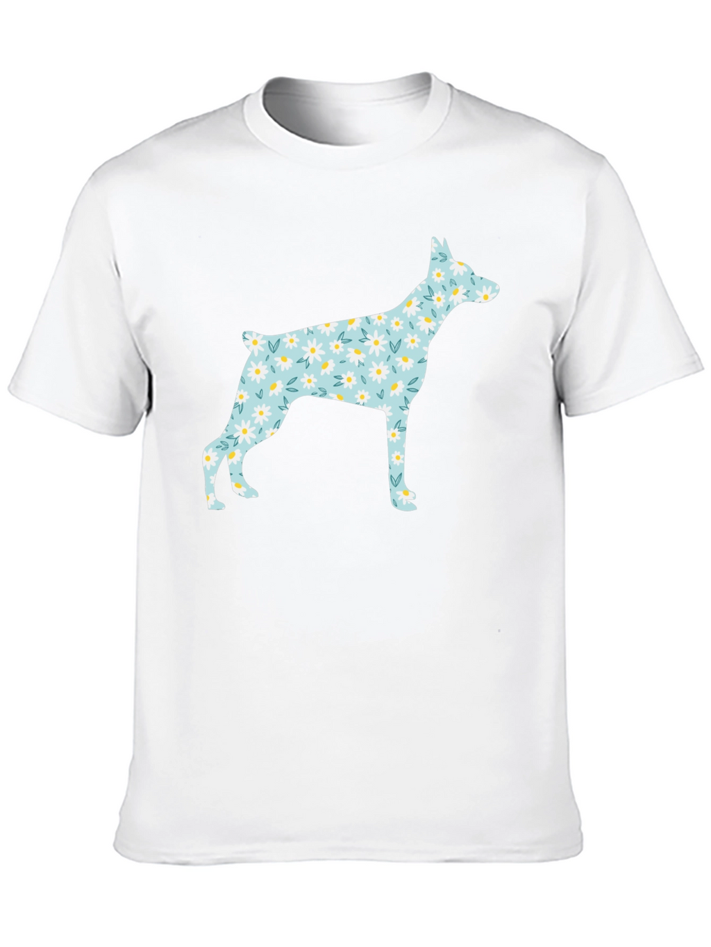Floral Dog Silhouette Black T-Shirt