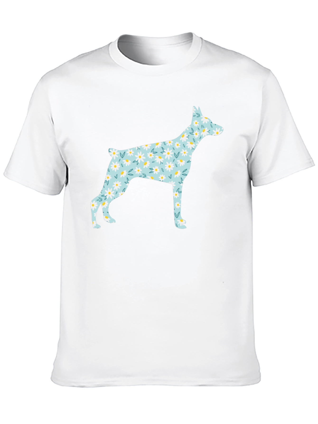 Floral Dog Silhouette Black T-Shirt