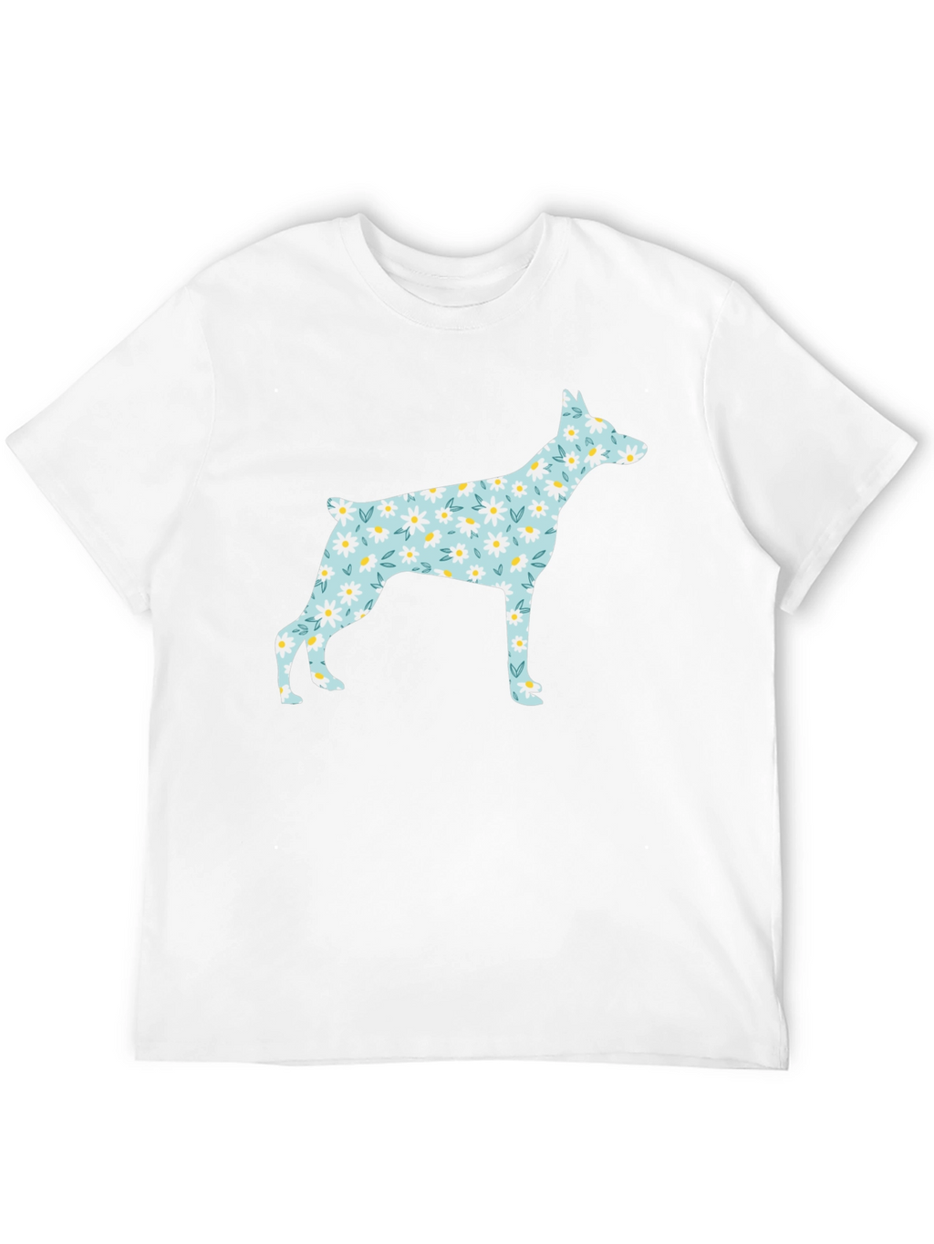 Floral Dog Silhouette Black T-Shirt