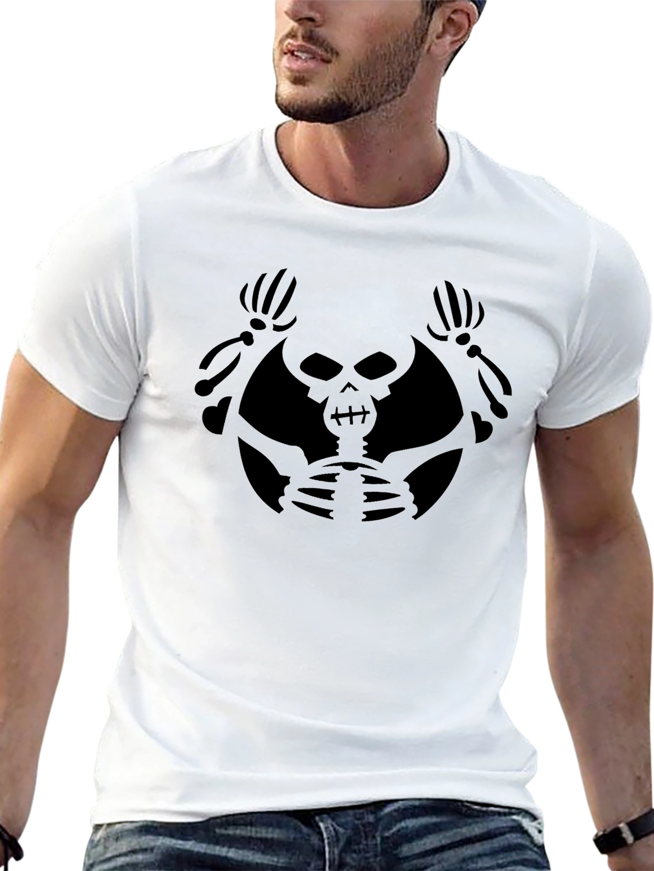 Black Skull Graphic Tee - Mens Crew Neck