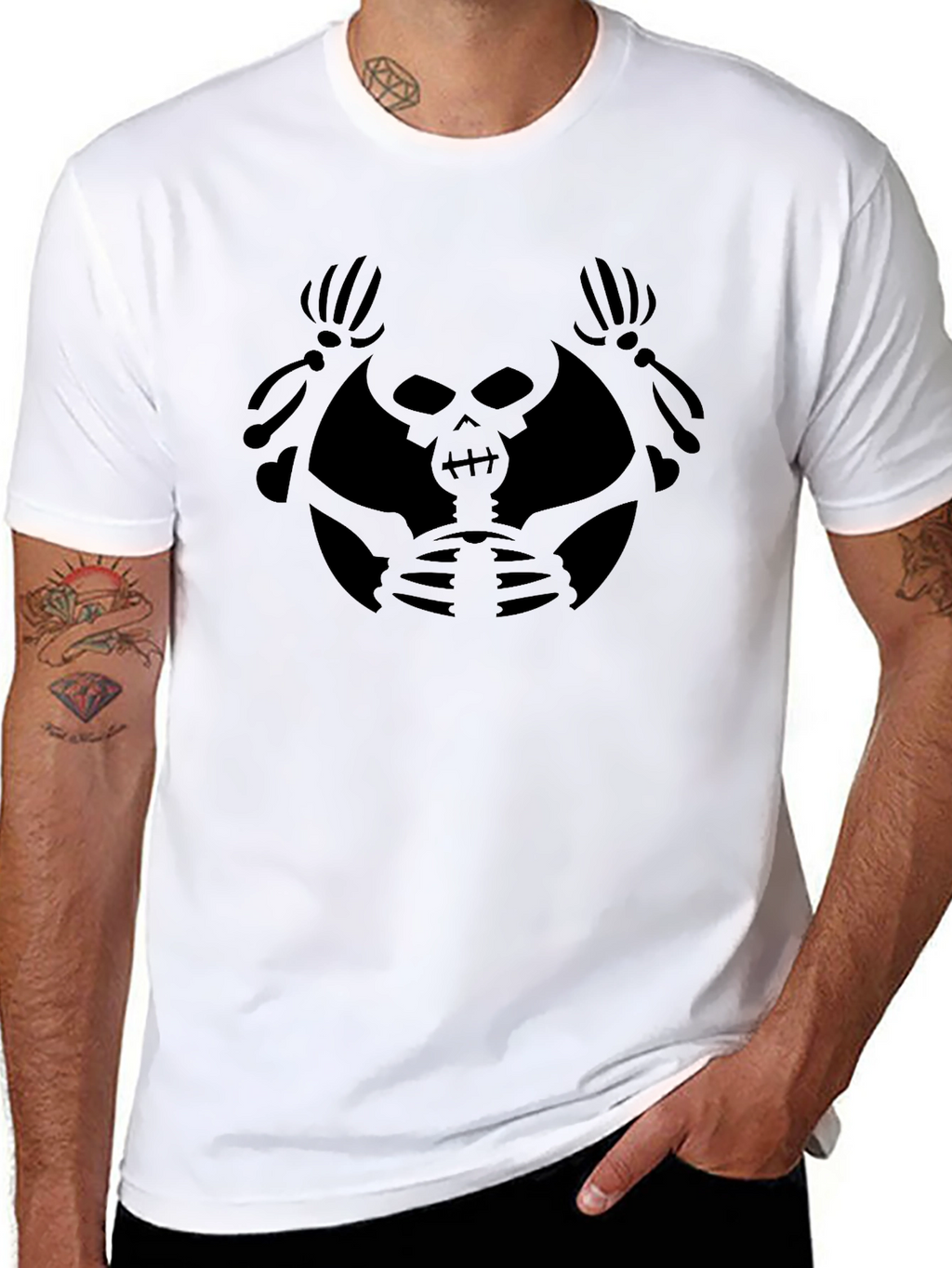 Black Skull Graphic Tee - Mens Crew Neck