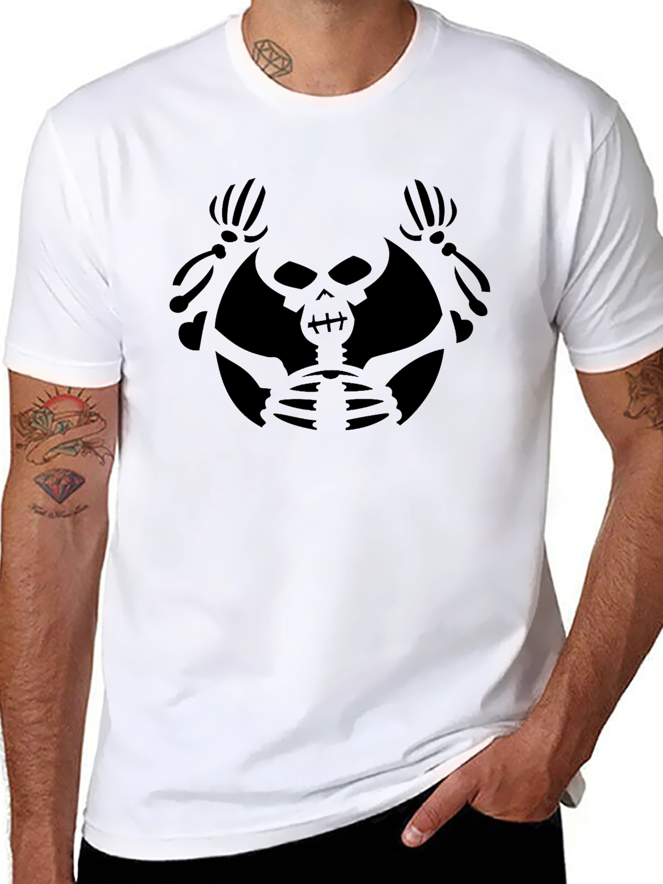 Black Skull Graphic Tee - Mens Crew Neck