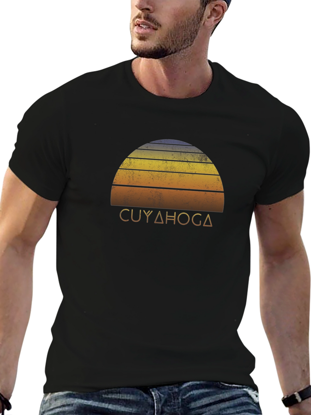 Cuyahoga Retro Sunset Graphic T-Shirt