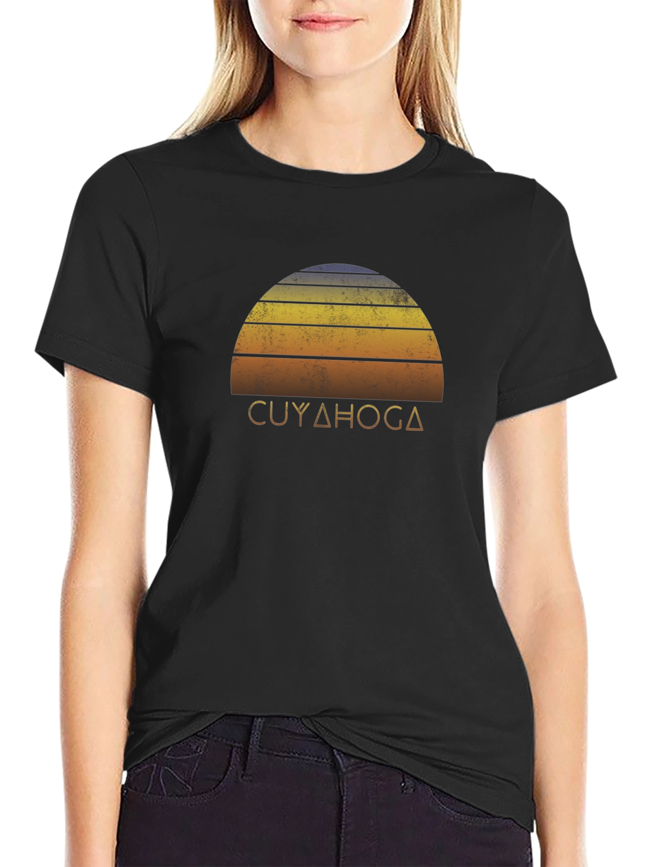 Cuyahoga Retro Sunset Graphic T-Shirt