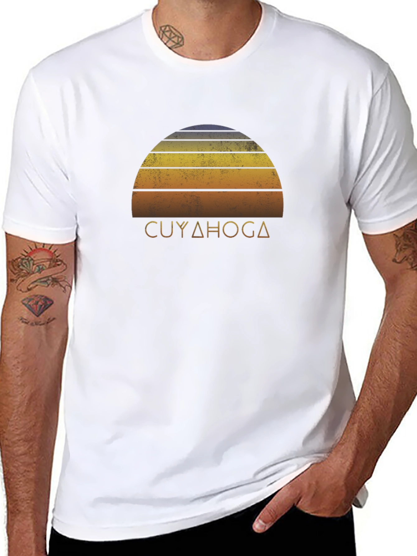 Cuyahoga Retro Sunset Graphic T-Shirt