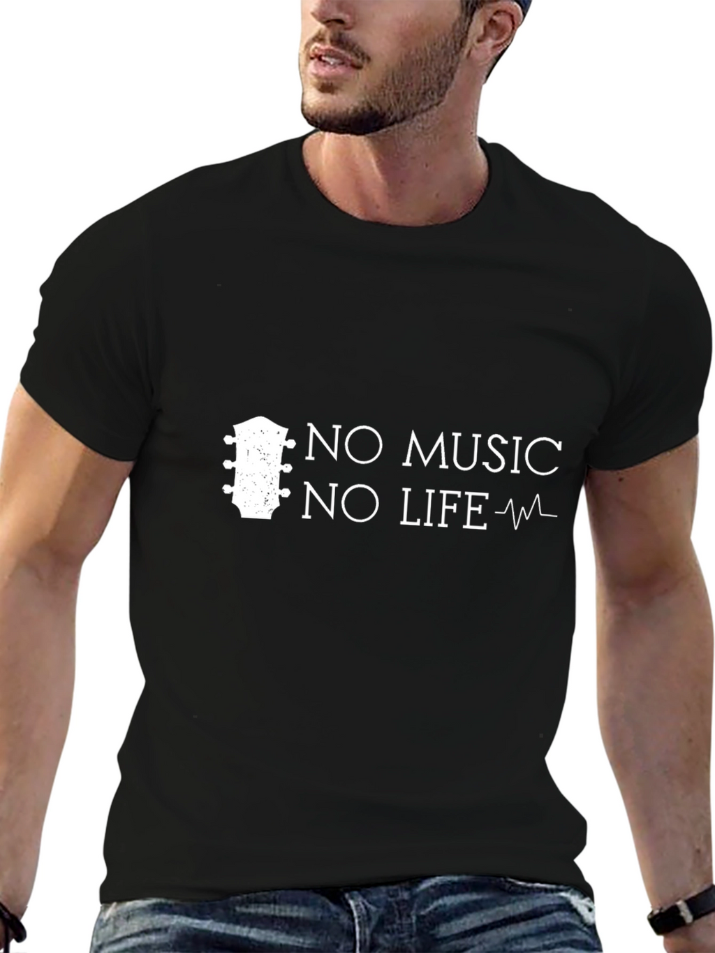 No Music No Life Black T-Shirt