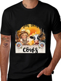 Mountain Kid That Loves Cows Black T-Shirt