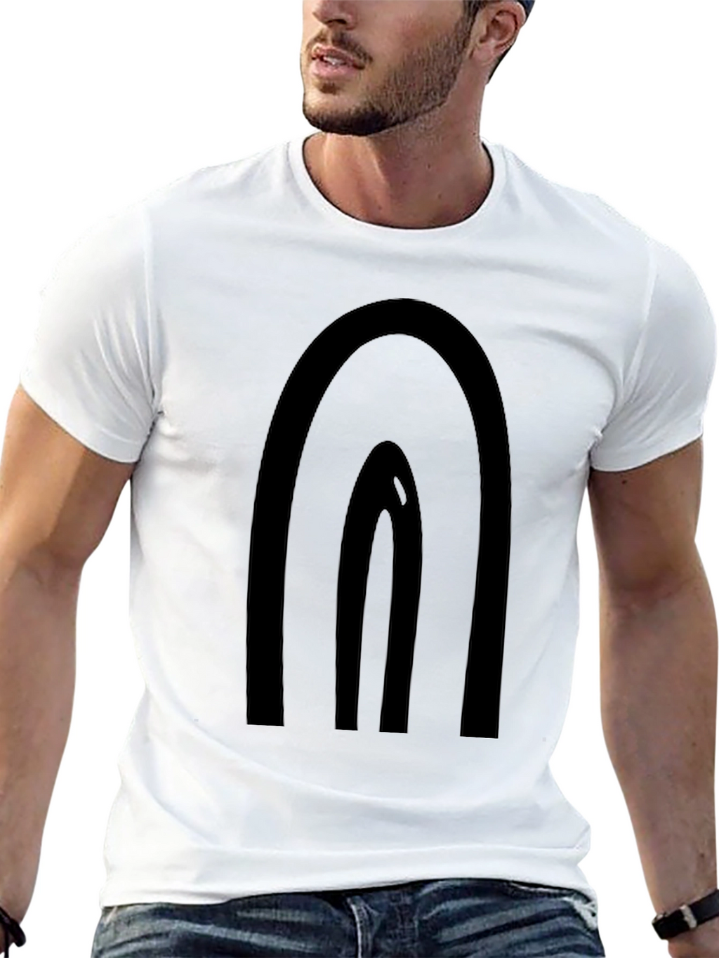 Minimalist Black Rainbow Graphic T-Shirt