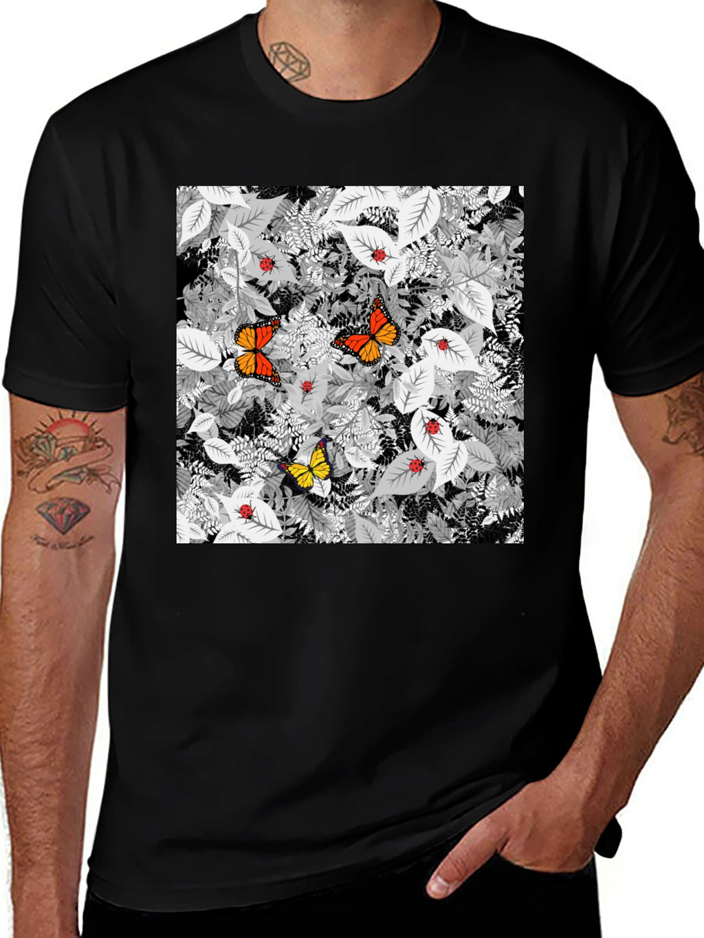 Butterfly & Ladybug Graphic Tee - Nature Print