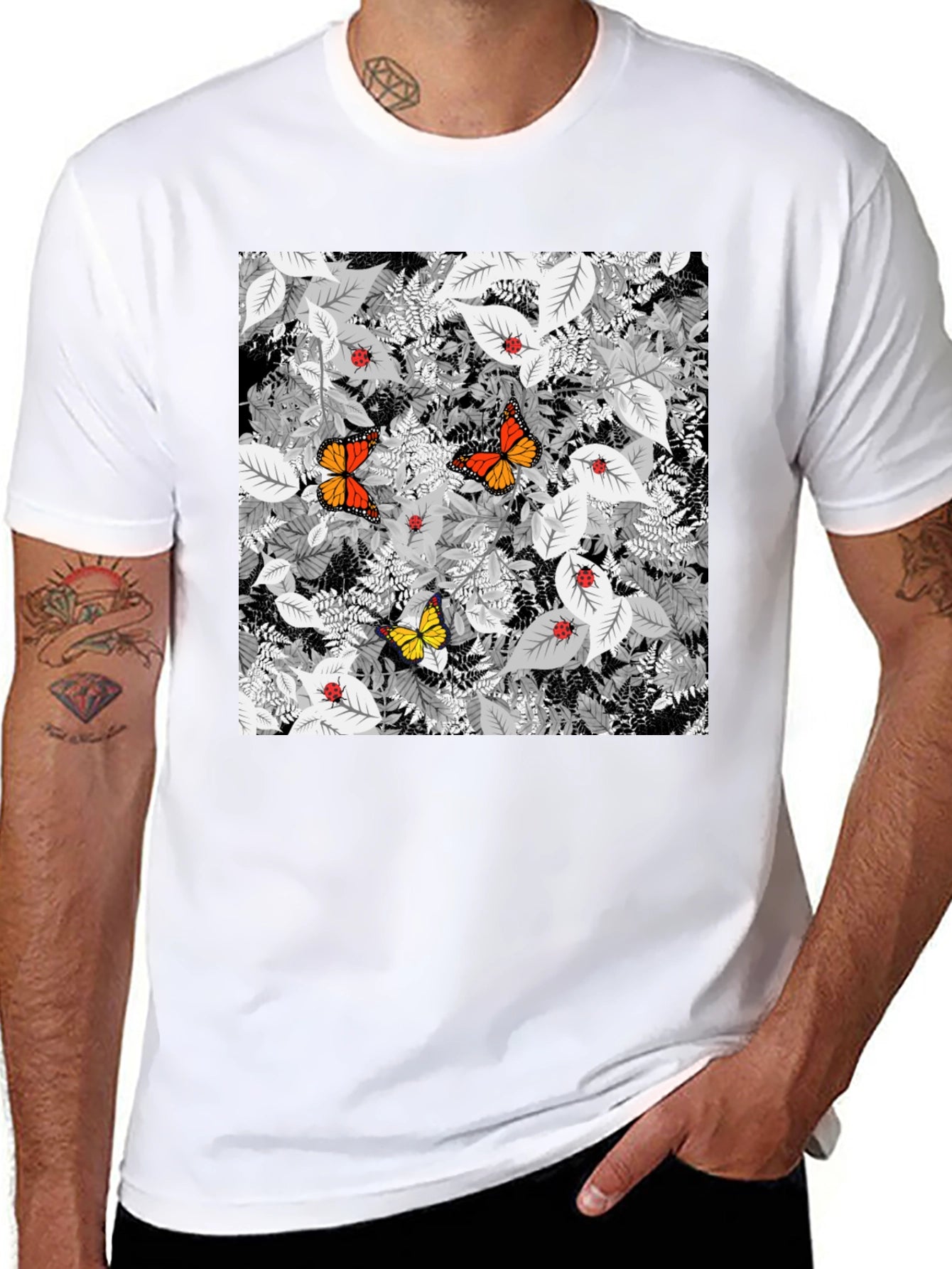 Butterfly & Ladybug Graphic Tee - Nature Print