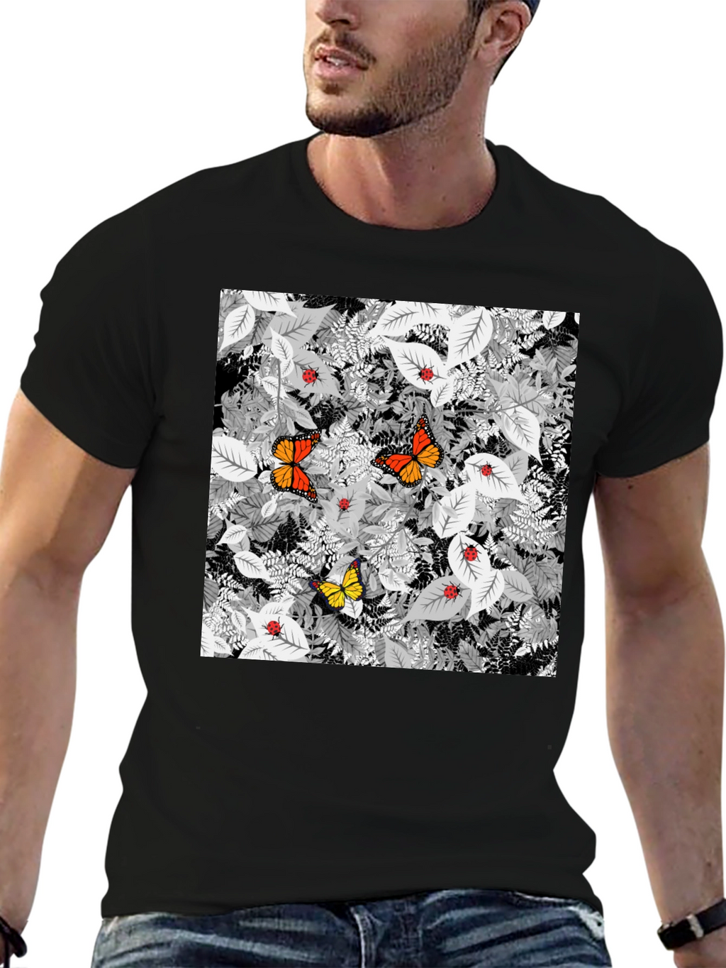 Butterfly & Ladybug Graphic Tee - Nature Print