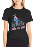 Crazy Bike Lady T-Shirt - Unique Graphic Tee