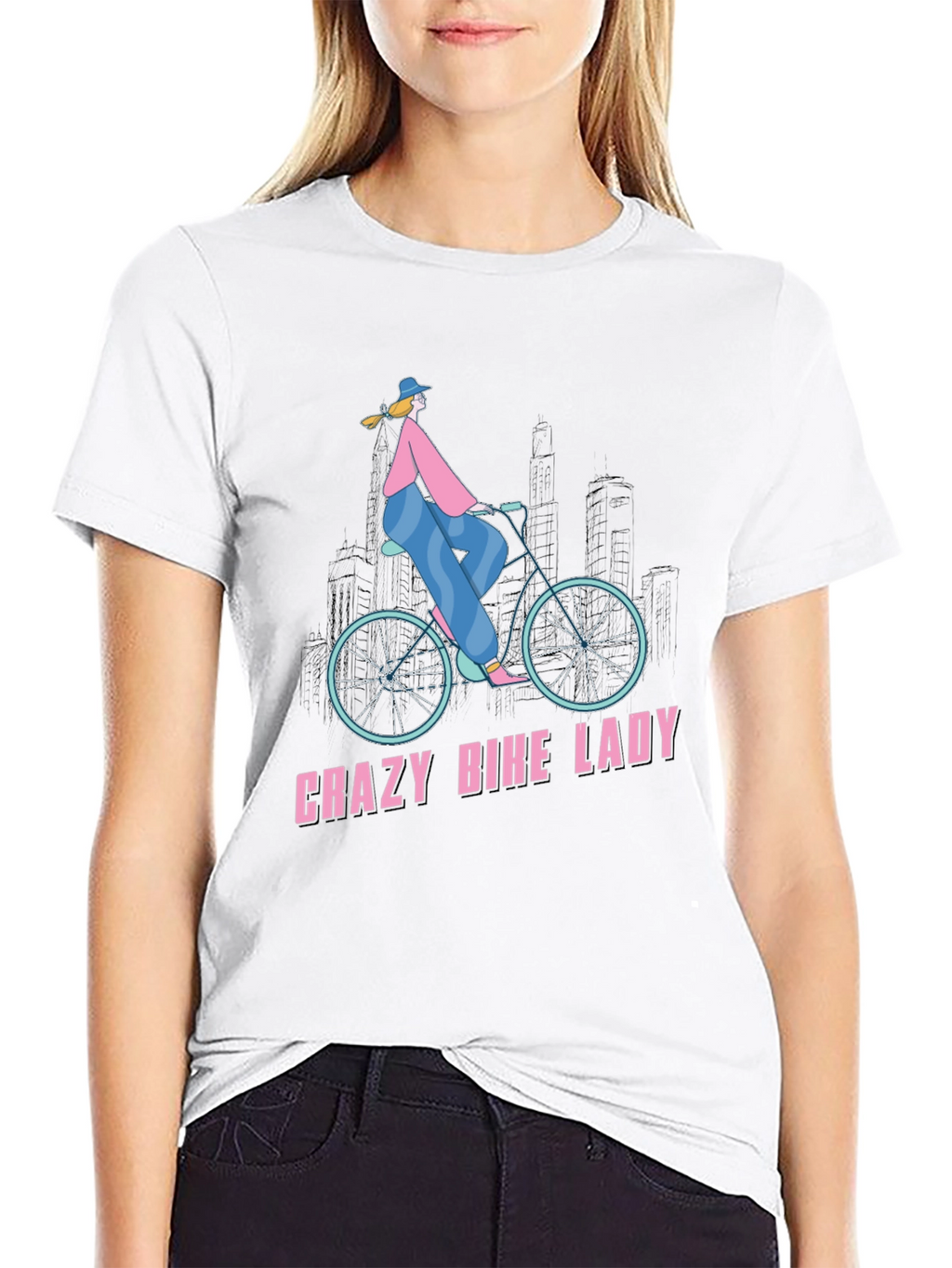 Crazy Bike Lady T-Shirt - Unique Graphic Tee