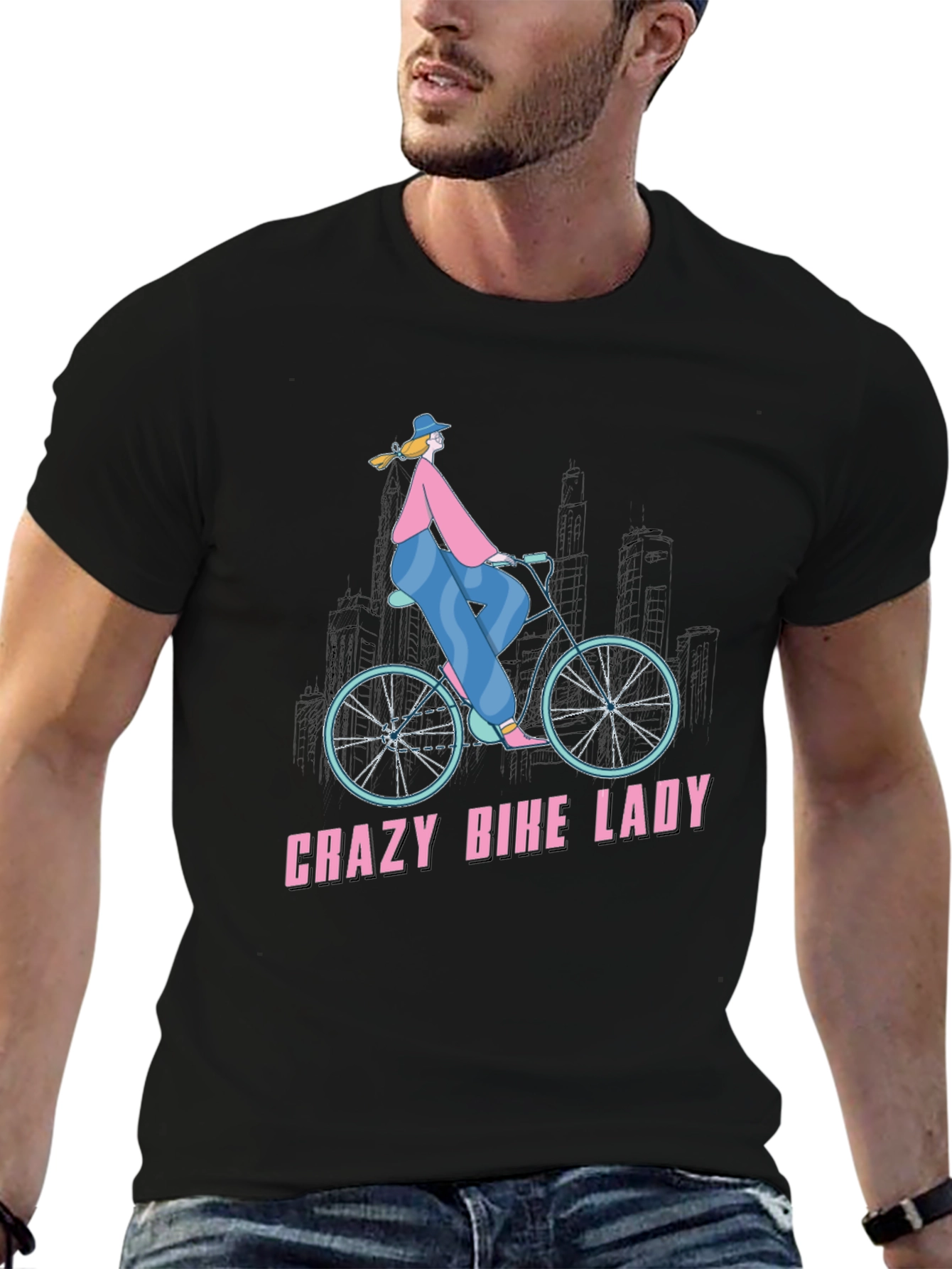 Crazy Bike Lady T-Shirt - Unique Graphic Tee