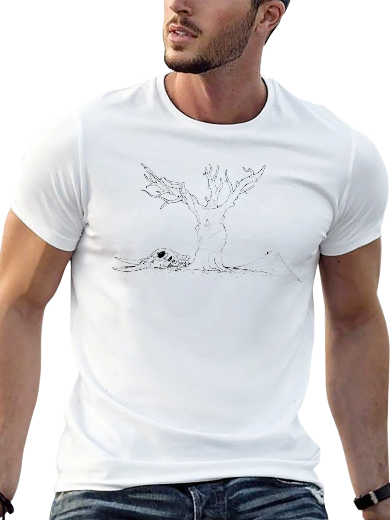 Mens Graphic Tee - Tree and Skull Design