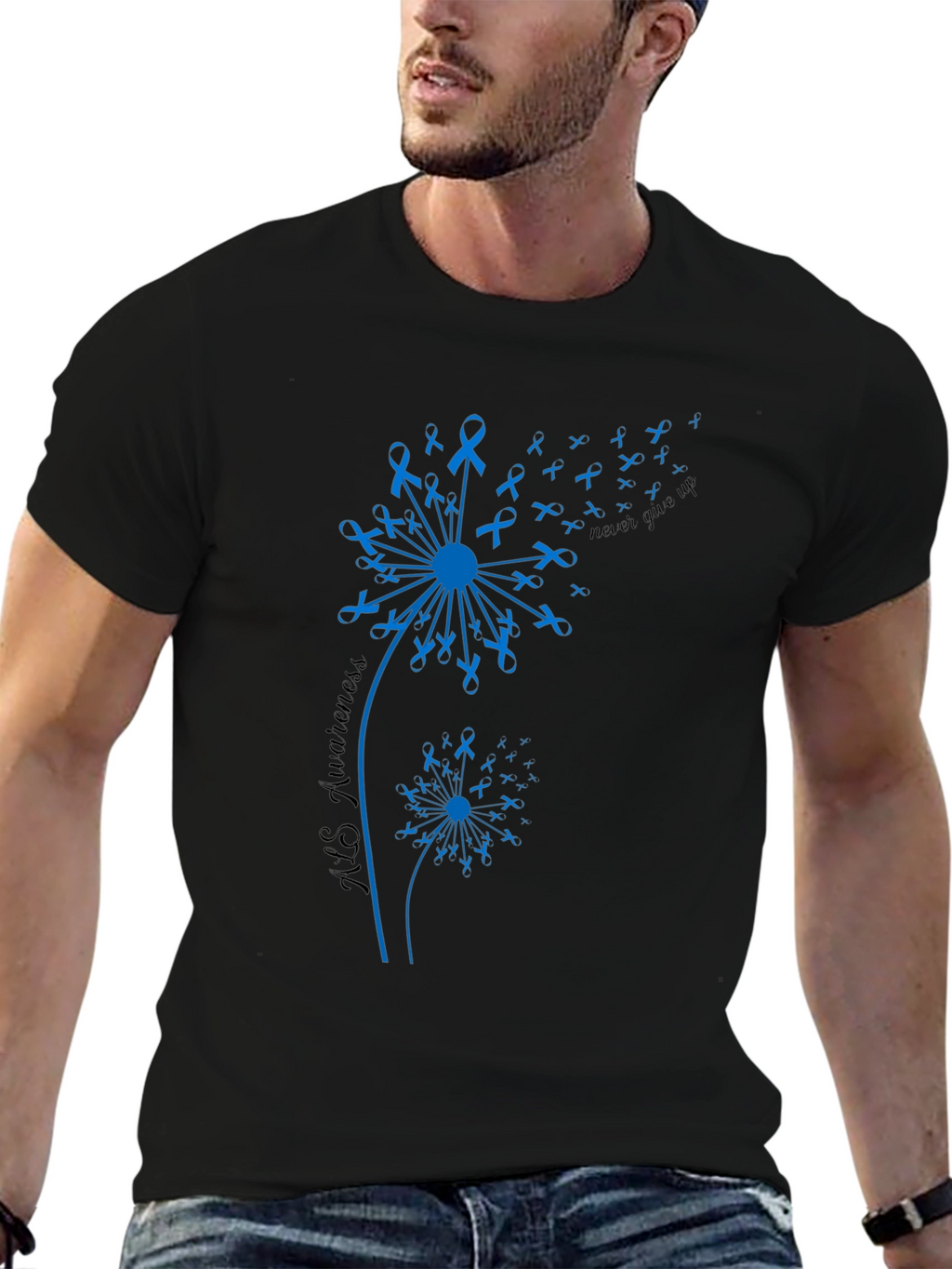 ALS Awareness Dandelion T-Shirt - Never Give Up