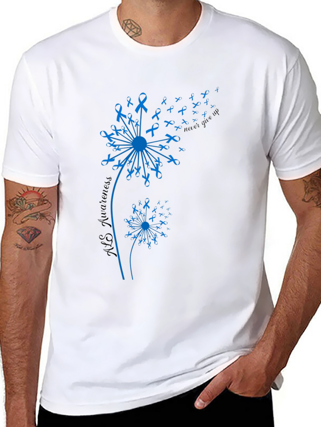 ALS Awareness Dandelion T-Shirt - Never Give Up
