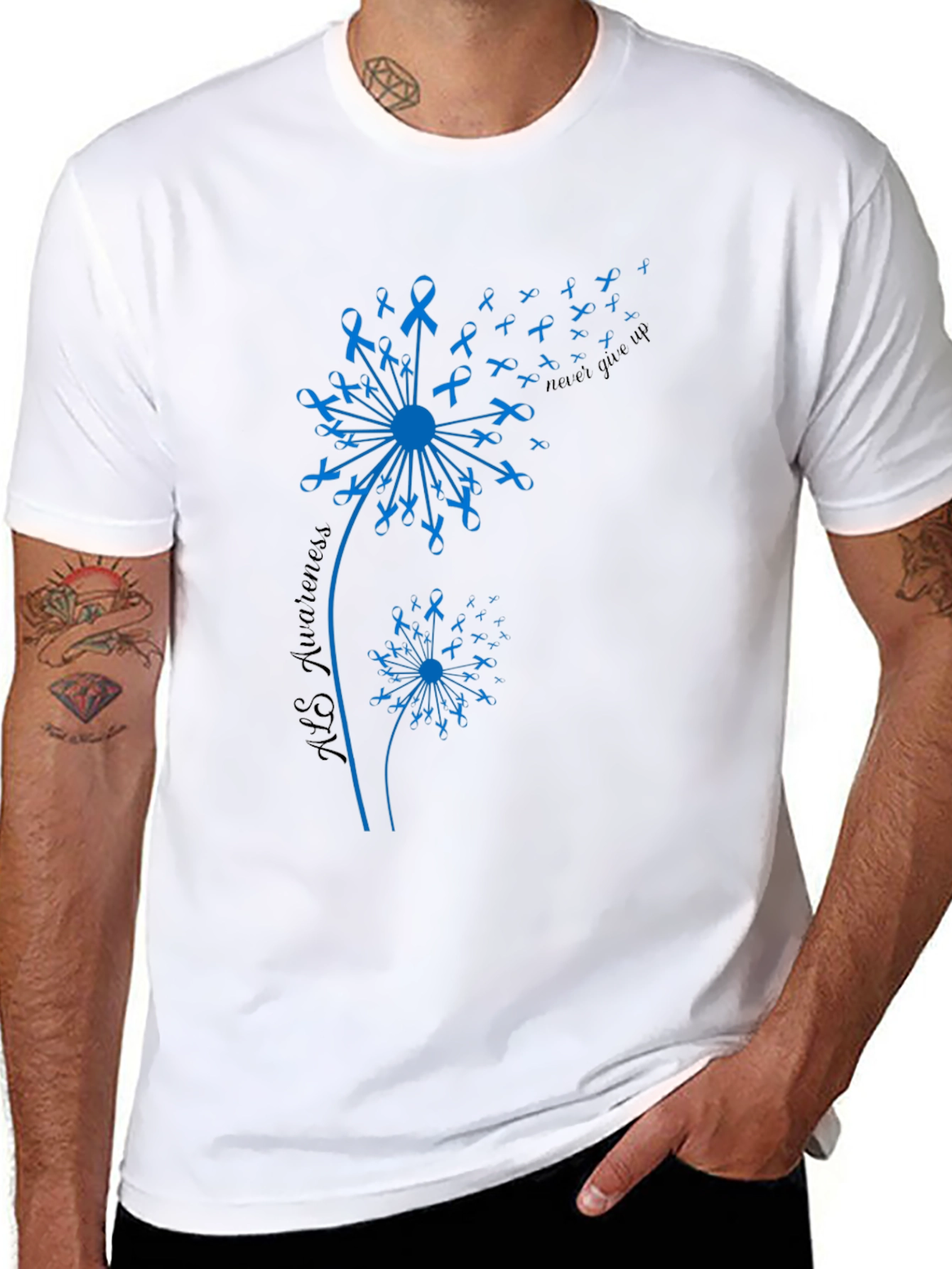 ALS Awareness Dandelion T-Shirt - Never Give Up