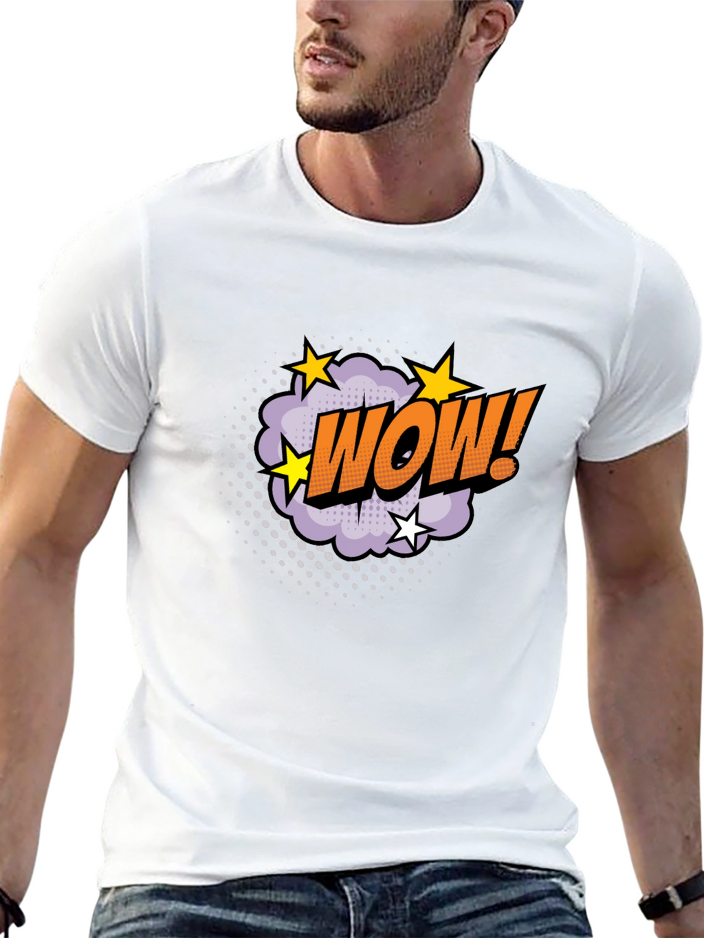 WOW! Graphic Tee - Comic Book Style Black T-Shirt