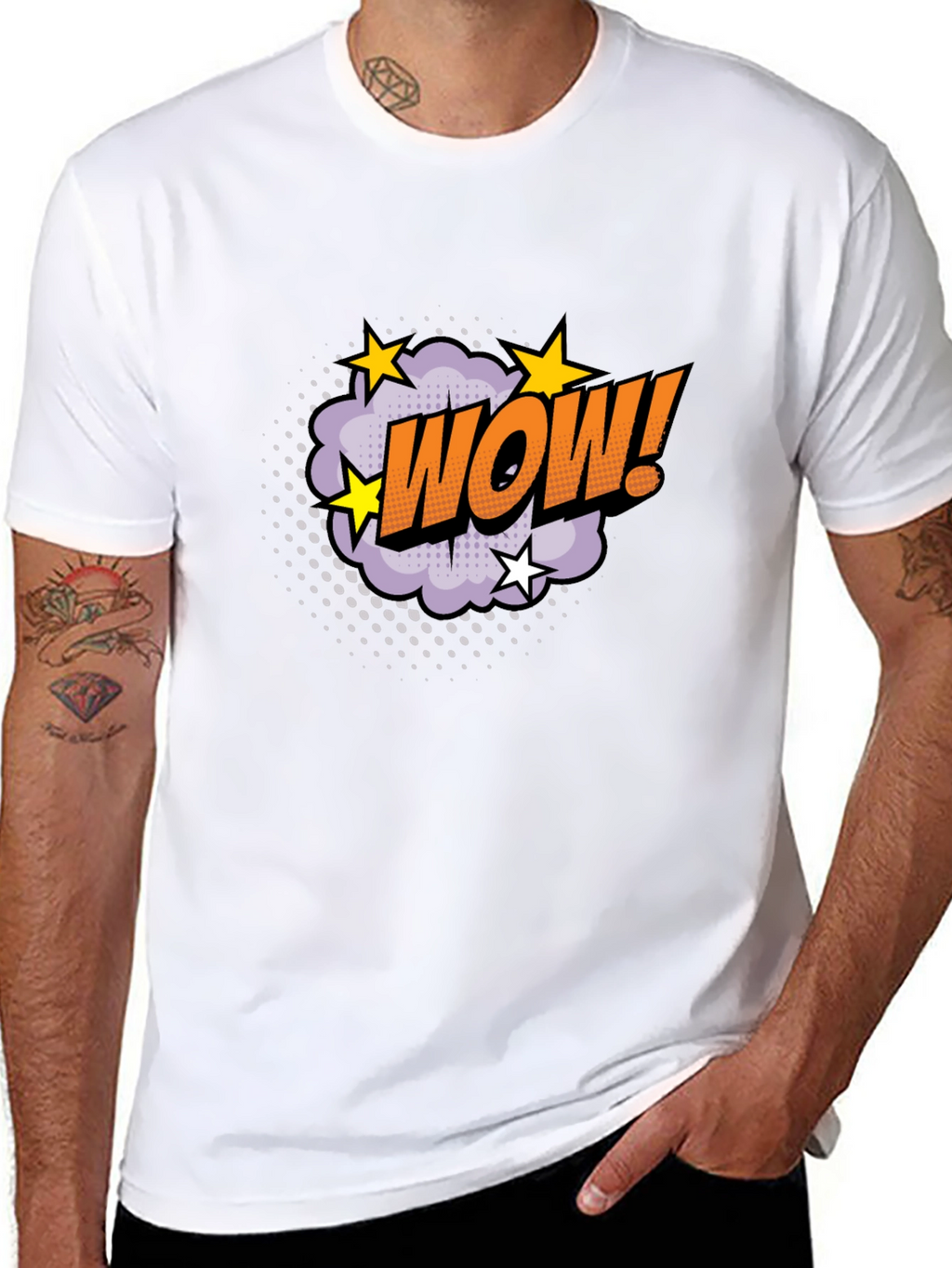 WOW! Graphic Tee - Comic Book Style Black T-Shirt
