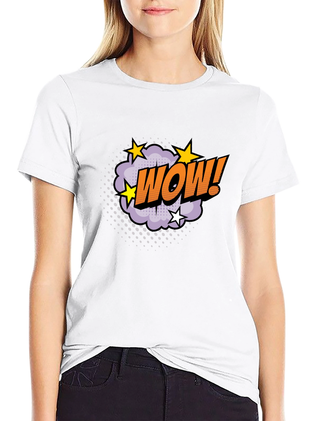 WOW! Graphic Tee - Comic Book Style Black T-Shirt