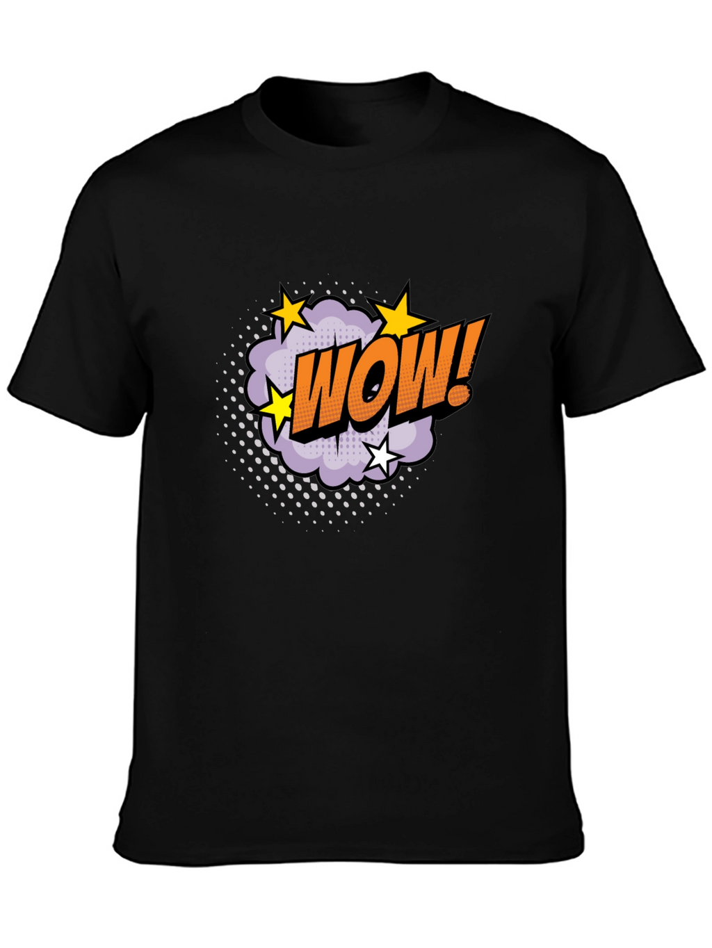 WOW! Graphic Tee - Comic Book Style Black T-Shirt
