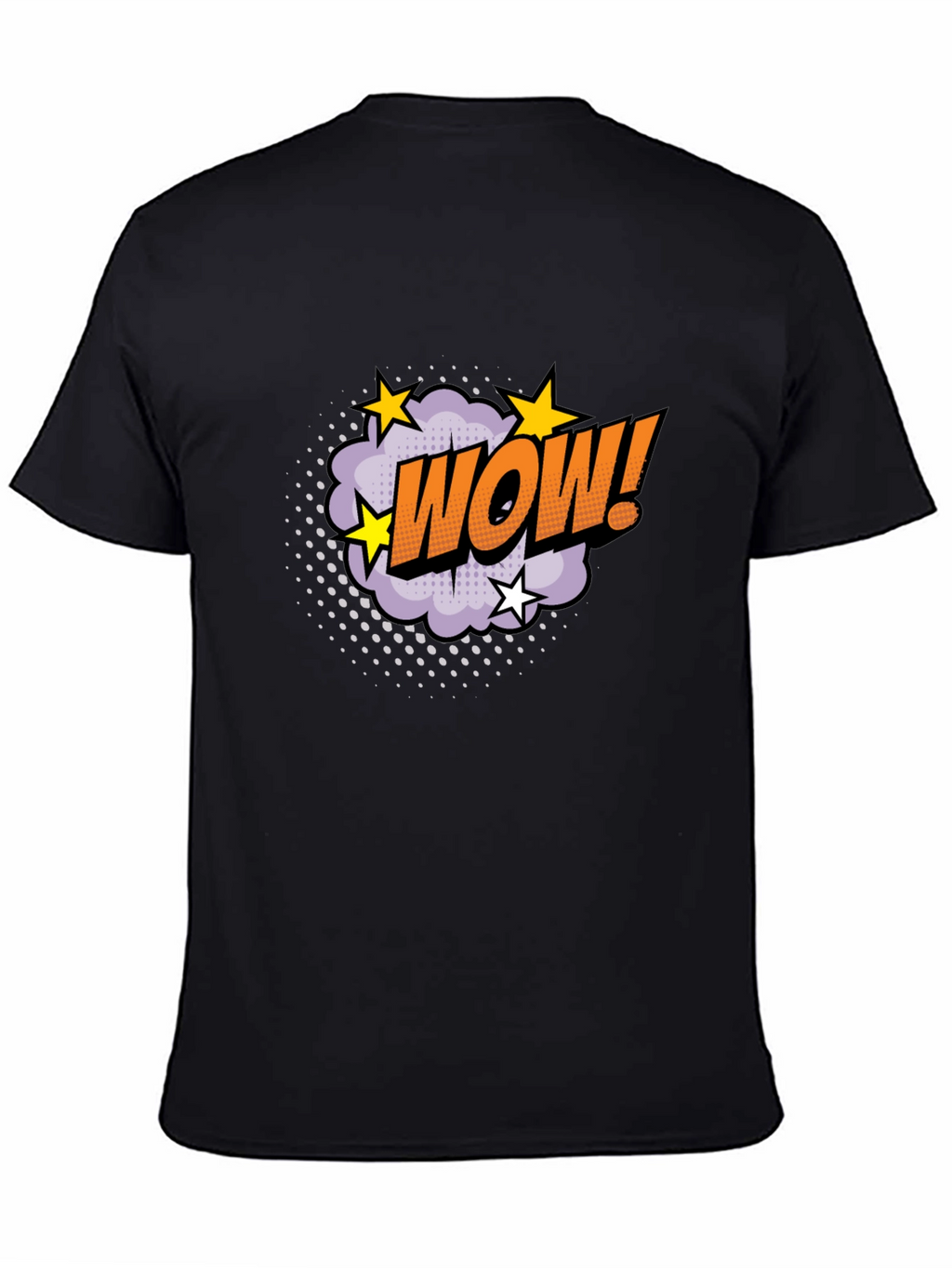 WOW! Graphic Tee - Comic Book Style Black T-Shirt