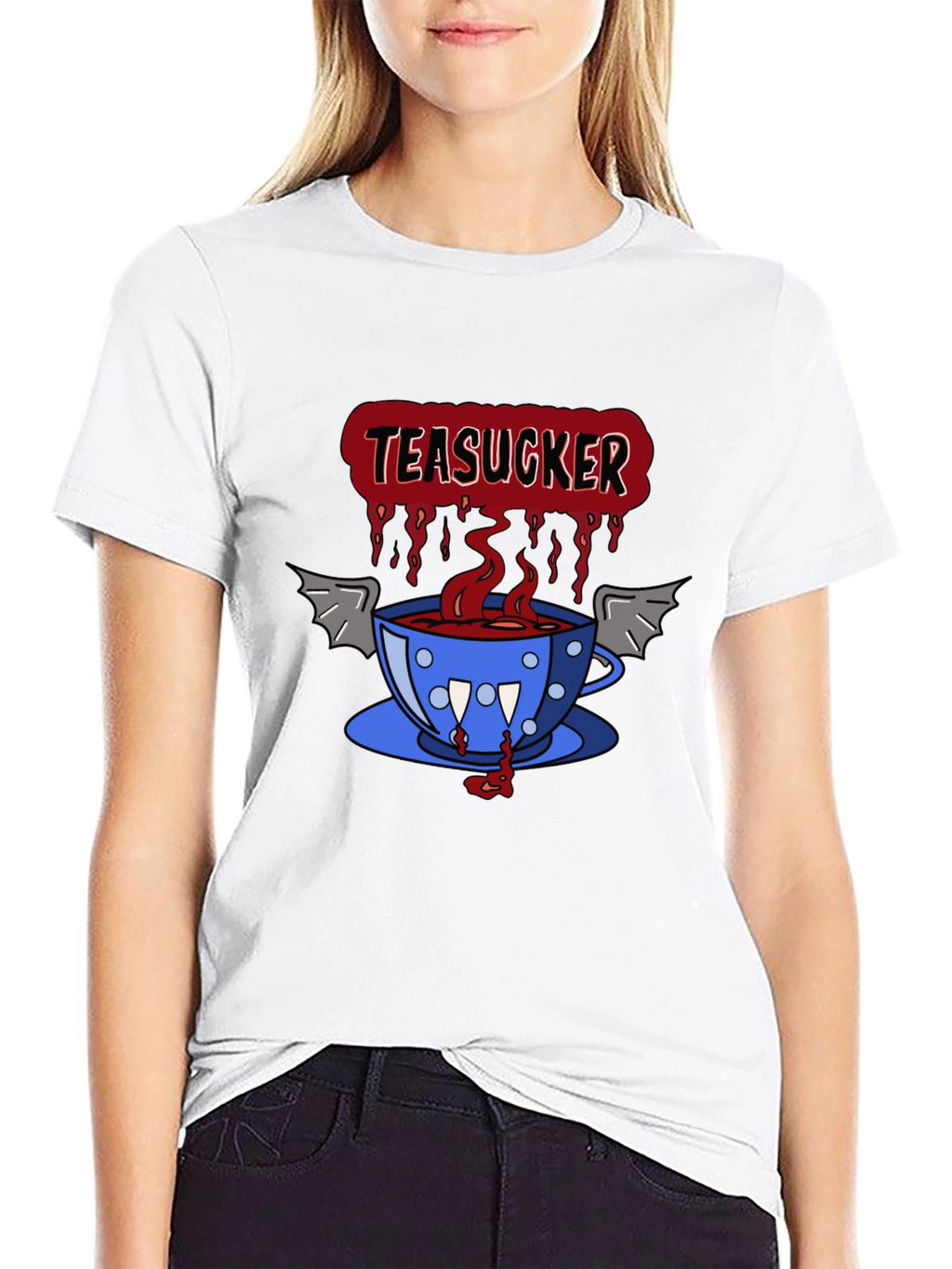 Teasucker Graphic Tee - Vampire Tea Cup Design